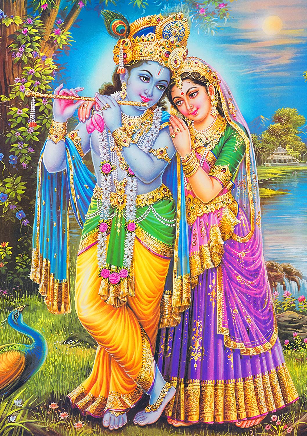 Lord Krishna Radha Poster A3 Picture India Hindu Indian Print Wall Art Image Oriental Art Painting: Posters & Prints