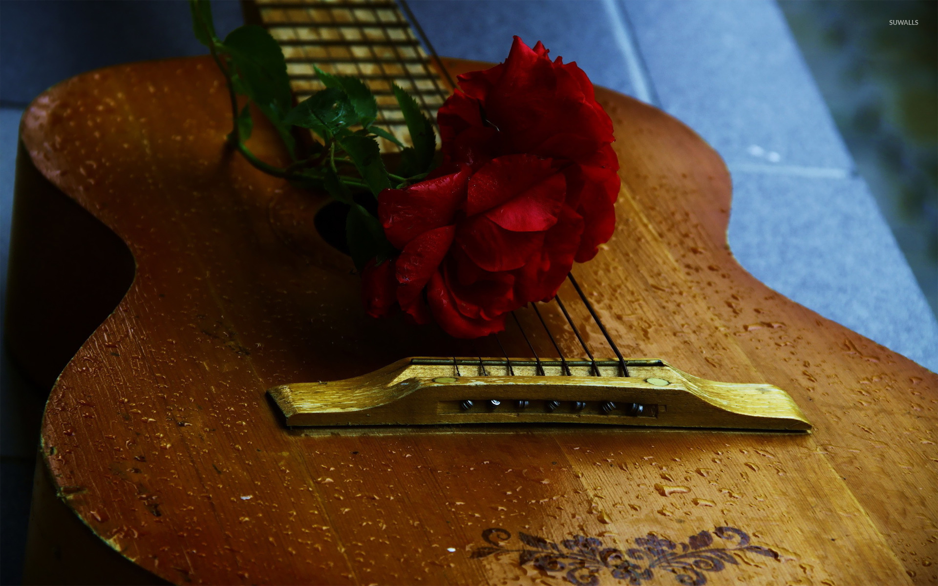 Guitar And Roses Wallpapers - Wallpaper Cave