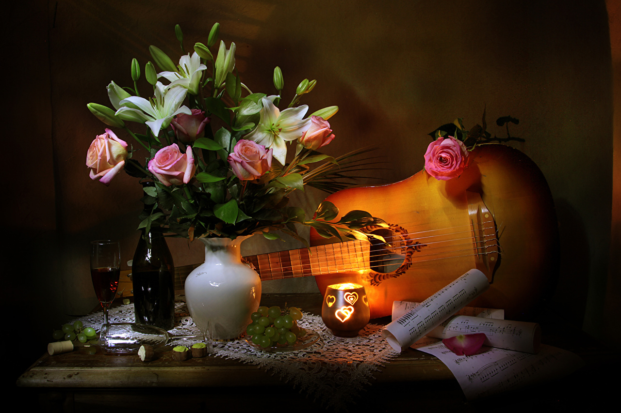 Guitar And Roses Wallpapers - Wallpaper Cave