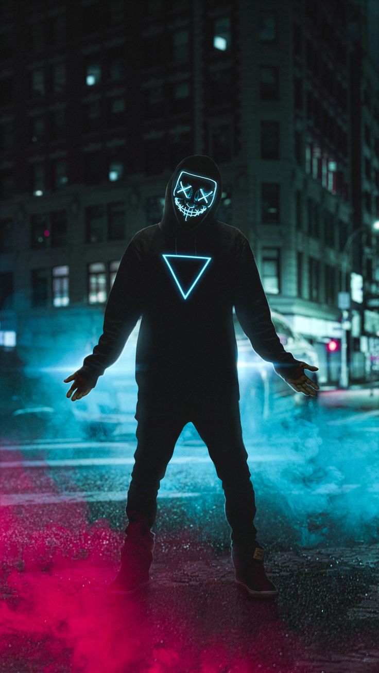 Neon Mask Boy 4k Mobile Wallpaper (iPhone, Android, Samsung, Pixel, Xiaomi). iPhone wallpaper, Hipster wallpaper, Neon wallpaper