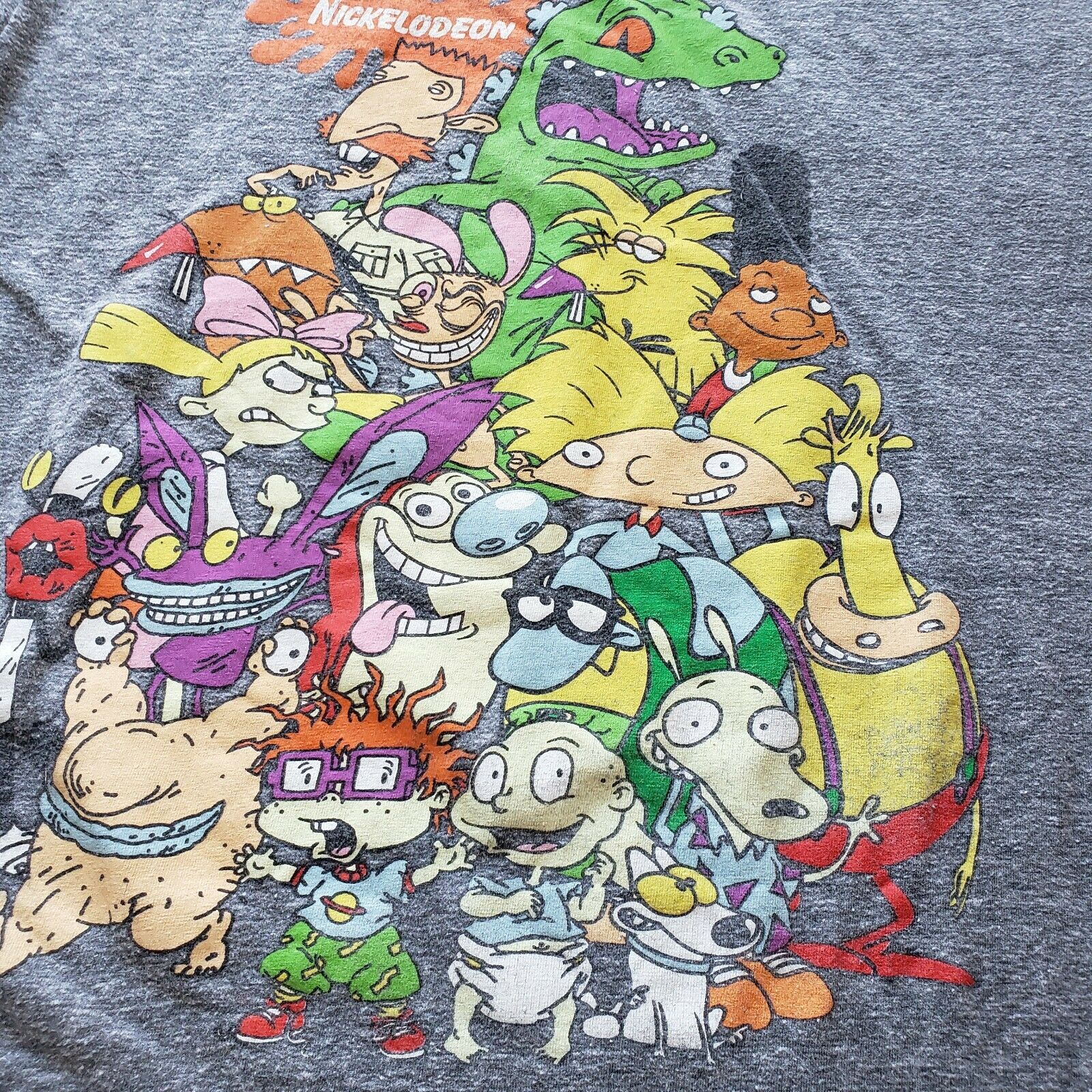 Nickelodeon Cartoon Characters T Shirt Size Large Gra
