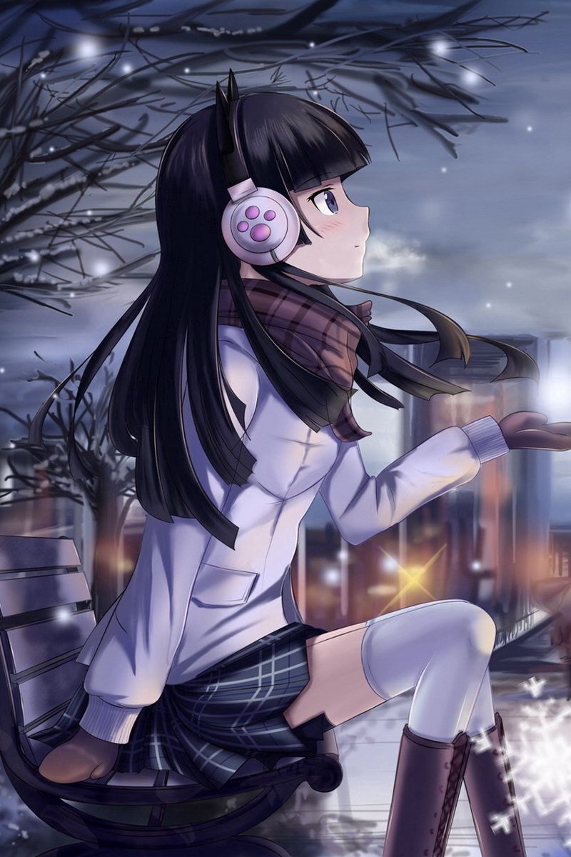 Download Wallpaper 800x1200 Girl, Winter, Snowflake, Shop, City, Light, Cold Iphone 4s 4 For Parallax HD Background