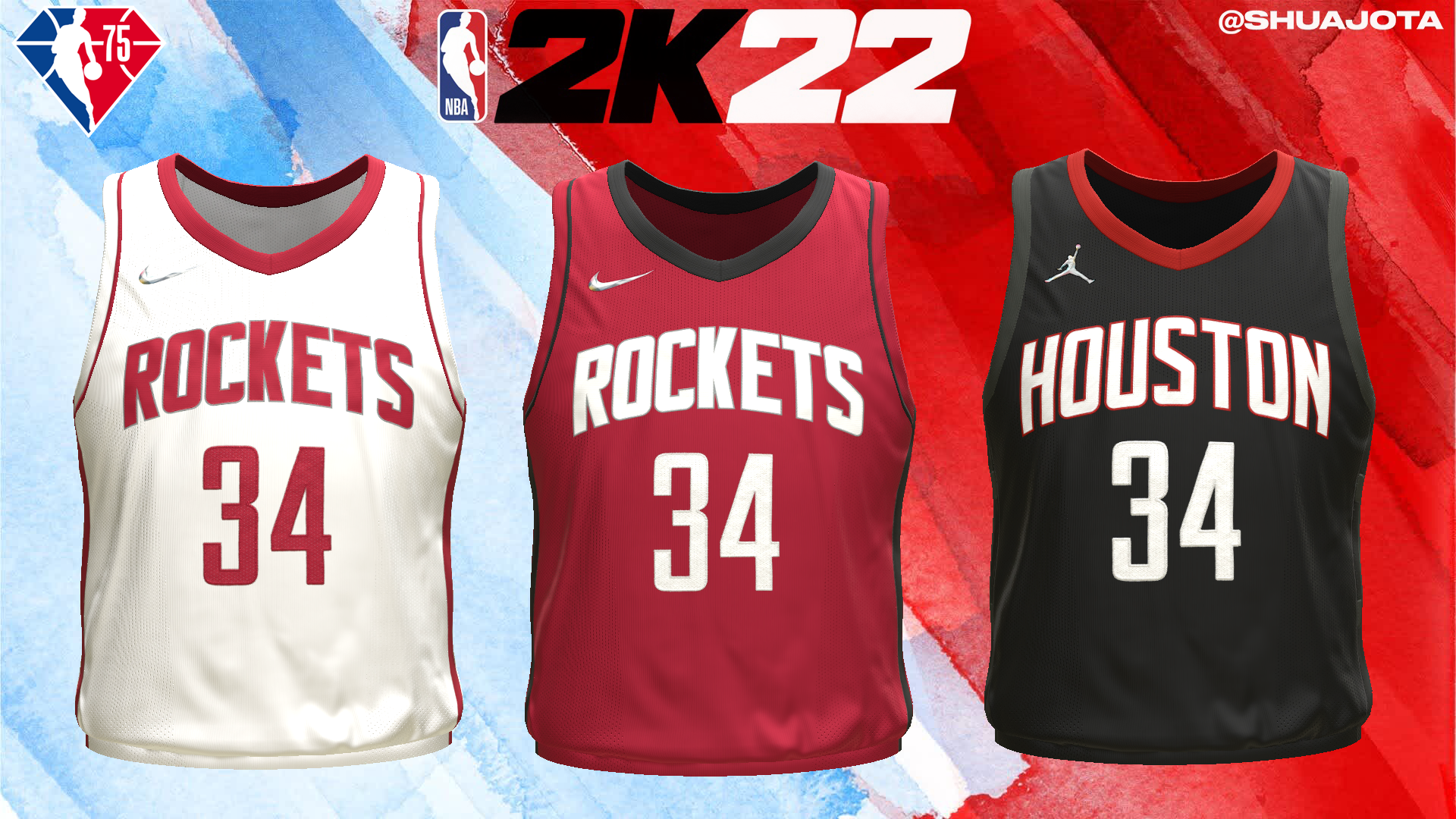 NBA 2K22 Official Houston Rockets 2021 2022 Jerseys (Compatible With NBA 2K21 & NBA 2K20): NBA 2K22 Mods, Rosters & Cyberfaces