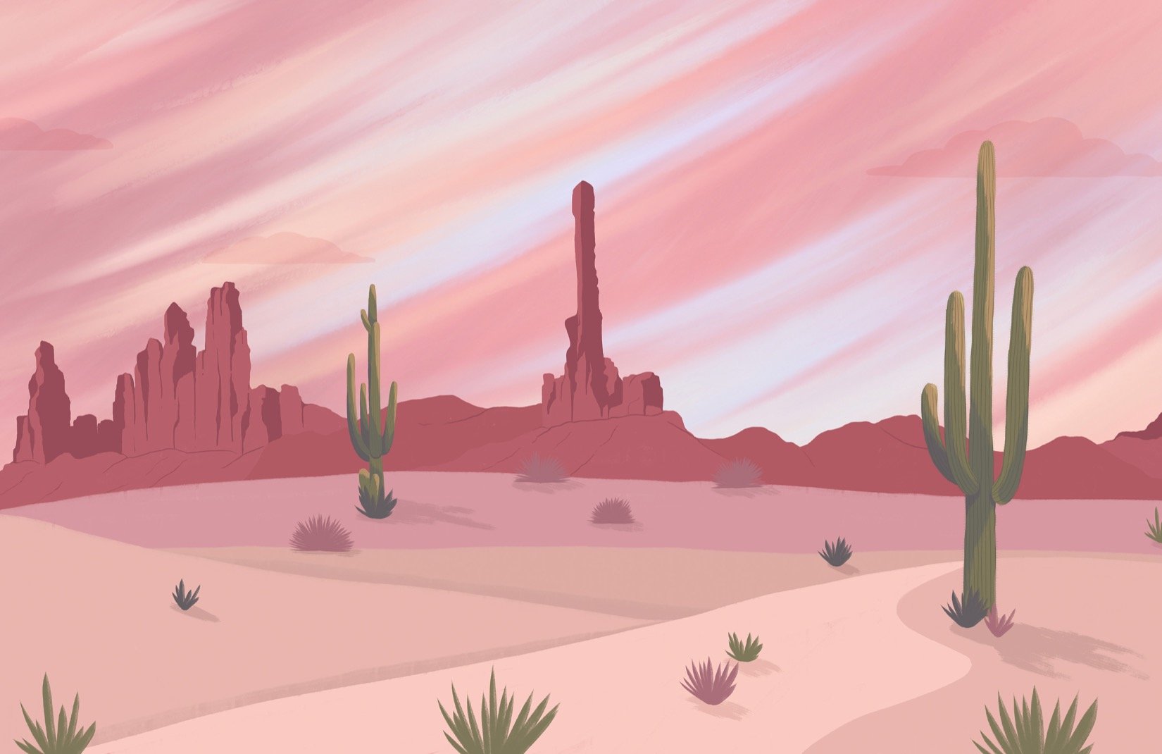 Cactus Desert Wallpaper. Wild West Design