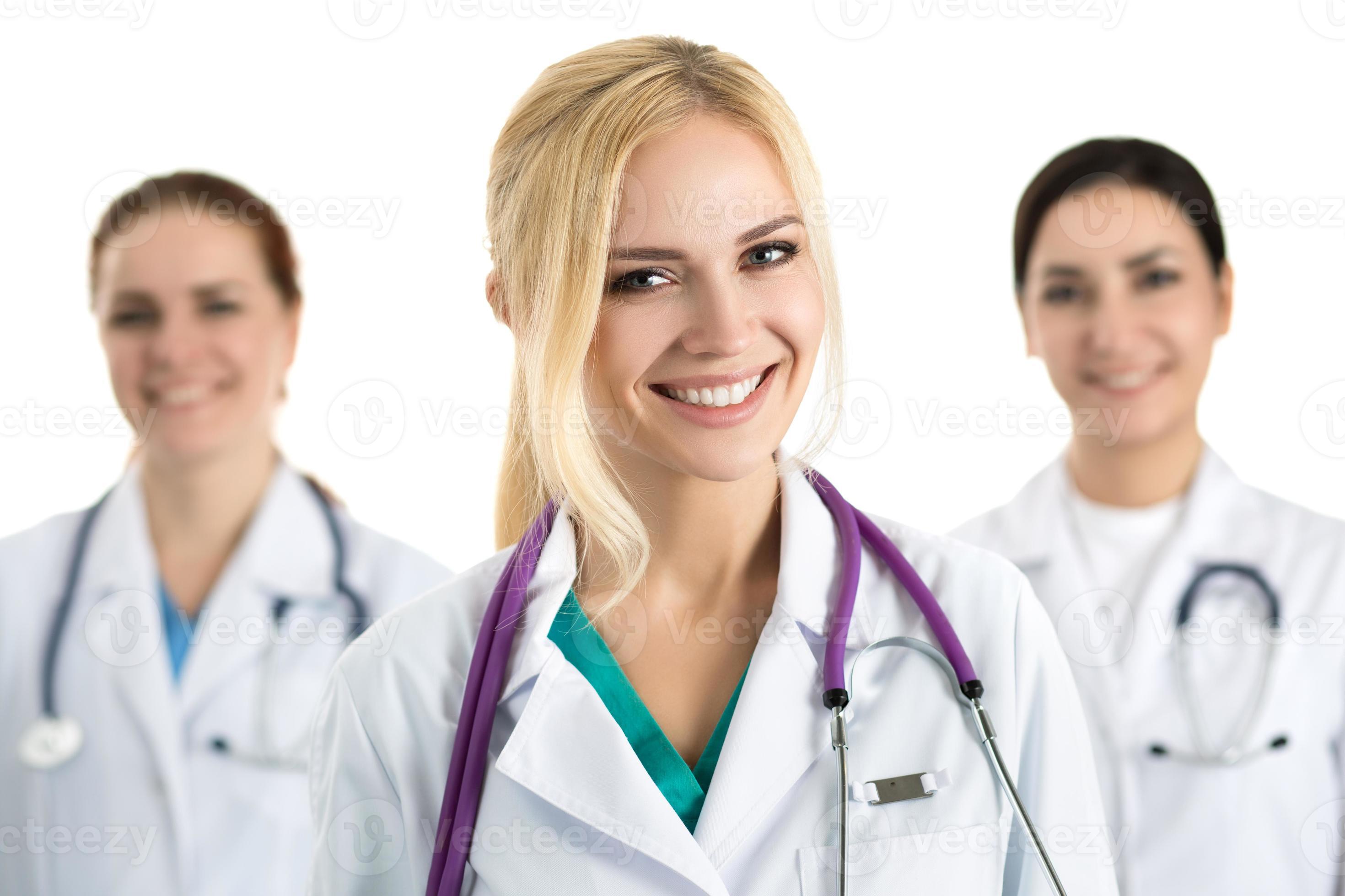 Portrait of young blonde female doctor