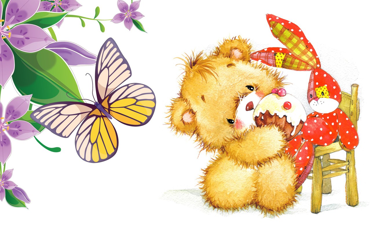 Wallpaper mood, birthday, holiday, gift, butterfly, toy, baby, art, cake, Bunny, chair, children's, cupcake image for desktop, section настроения