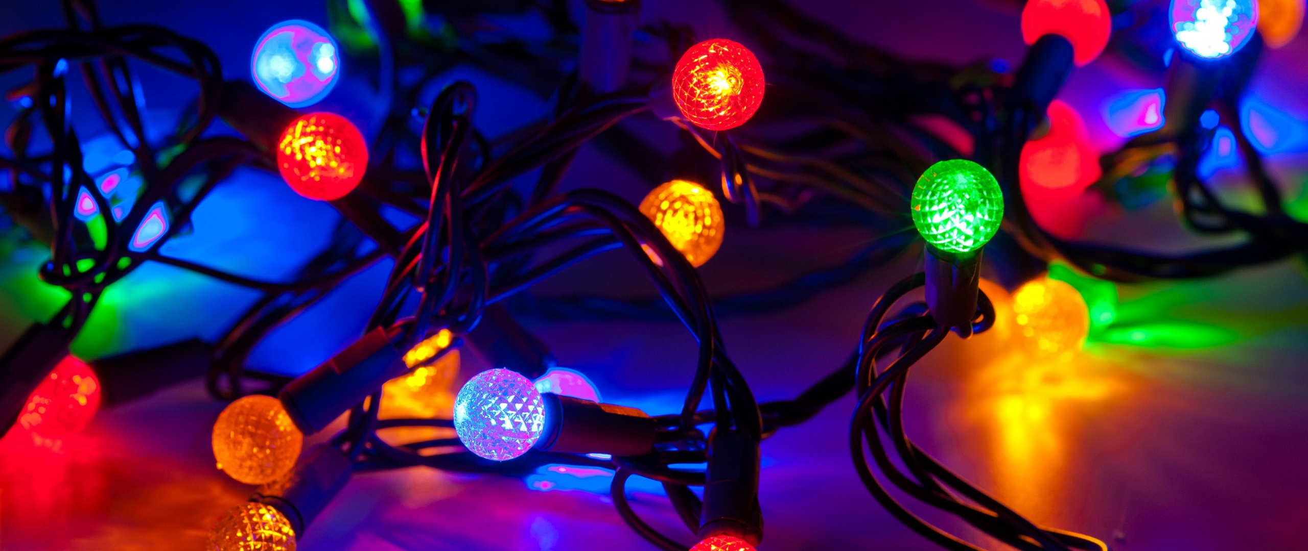 Party Lights Wallpaper 4K, Christmas Lights, Colorful, Aesthetic Christmas, Celebrations Christmas