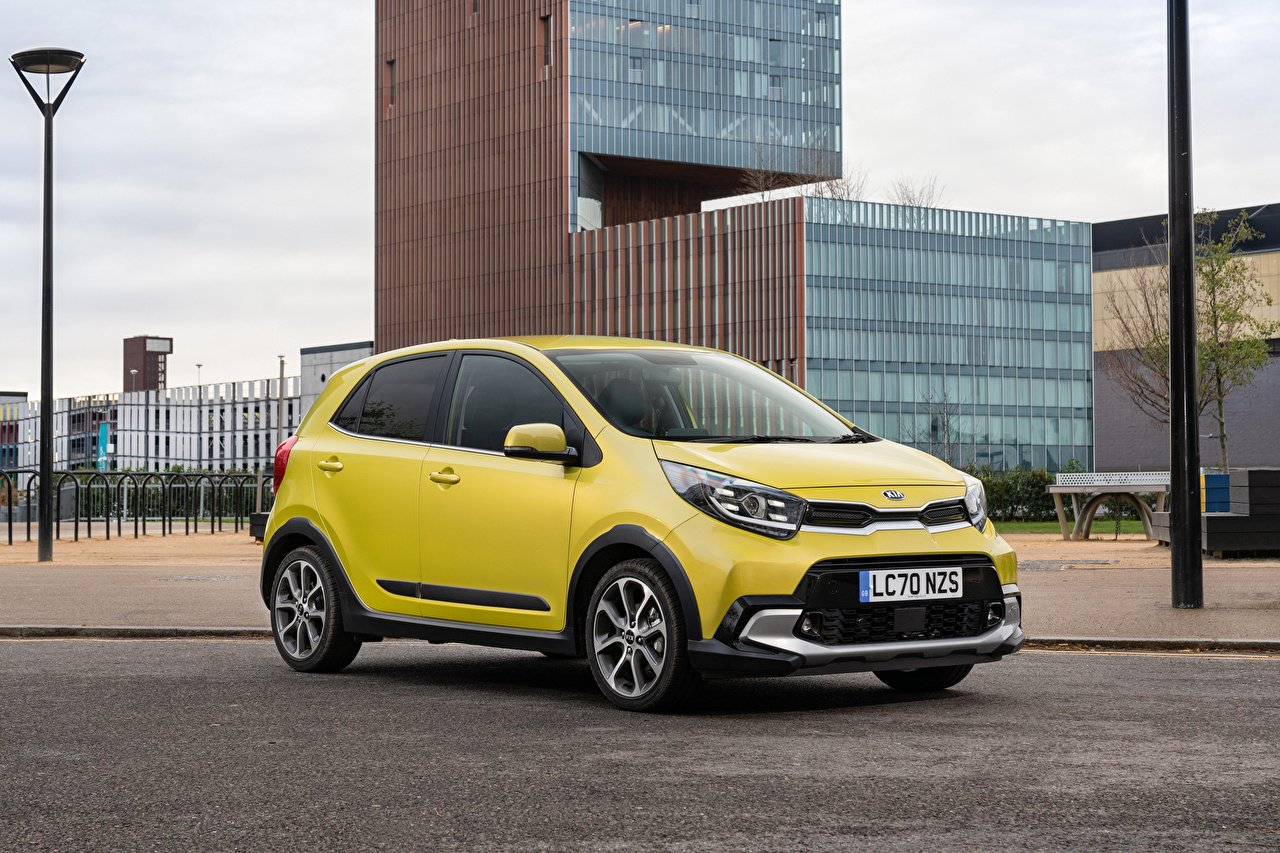 Desktop Wallpaper KIA Picanto X Line UK Spec, (JA), 2020 Yellow
