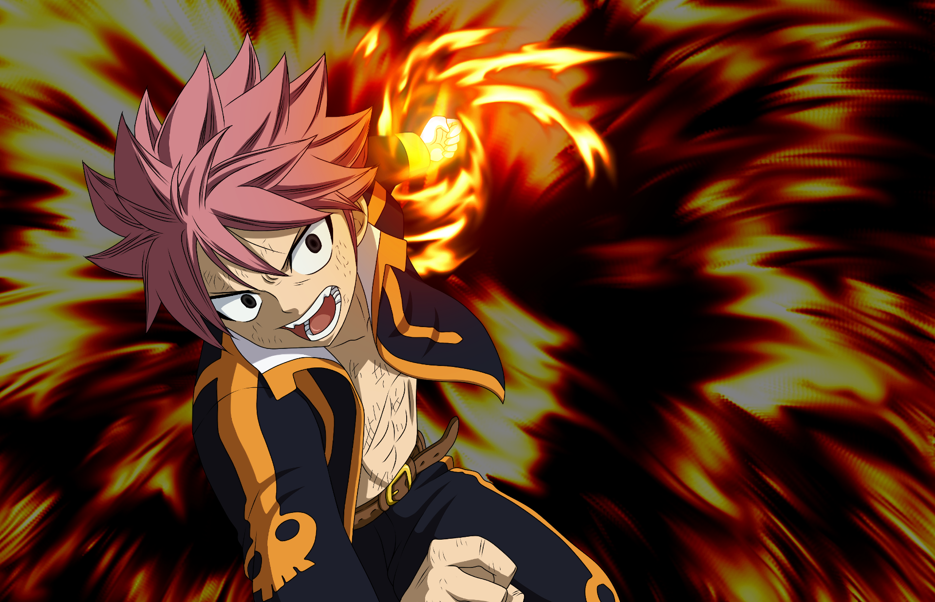 Download 1920x1237 Fairy Tail, Natsu Dragneel, Attack, Flames Wallpaper