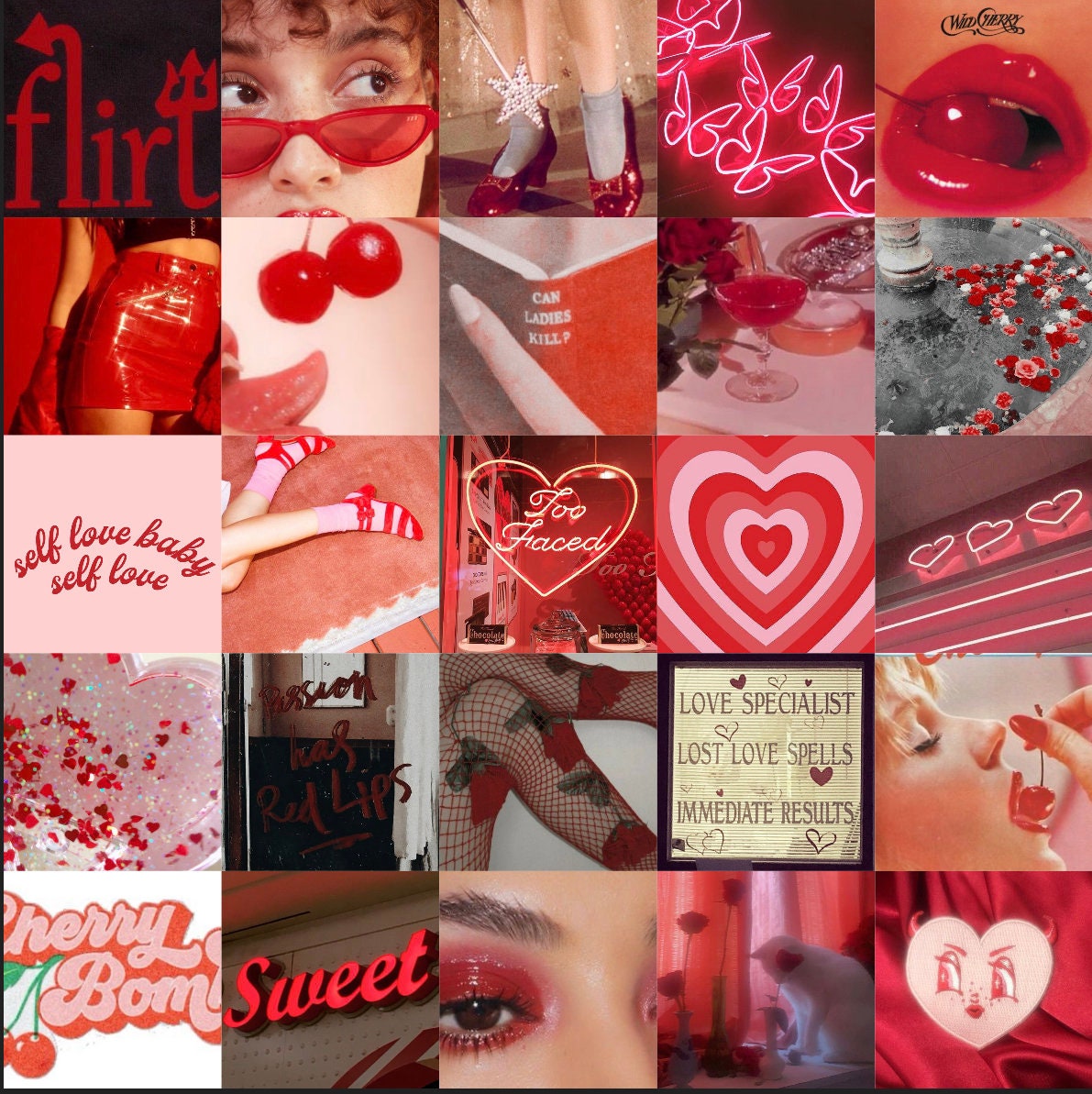 Red Cherries Wall Collage