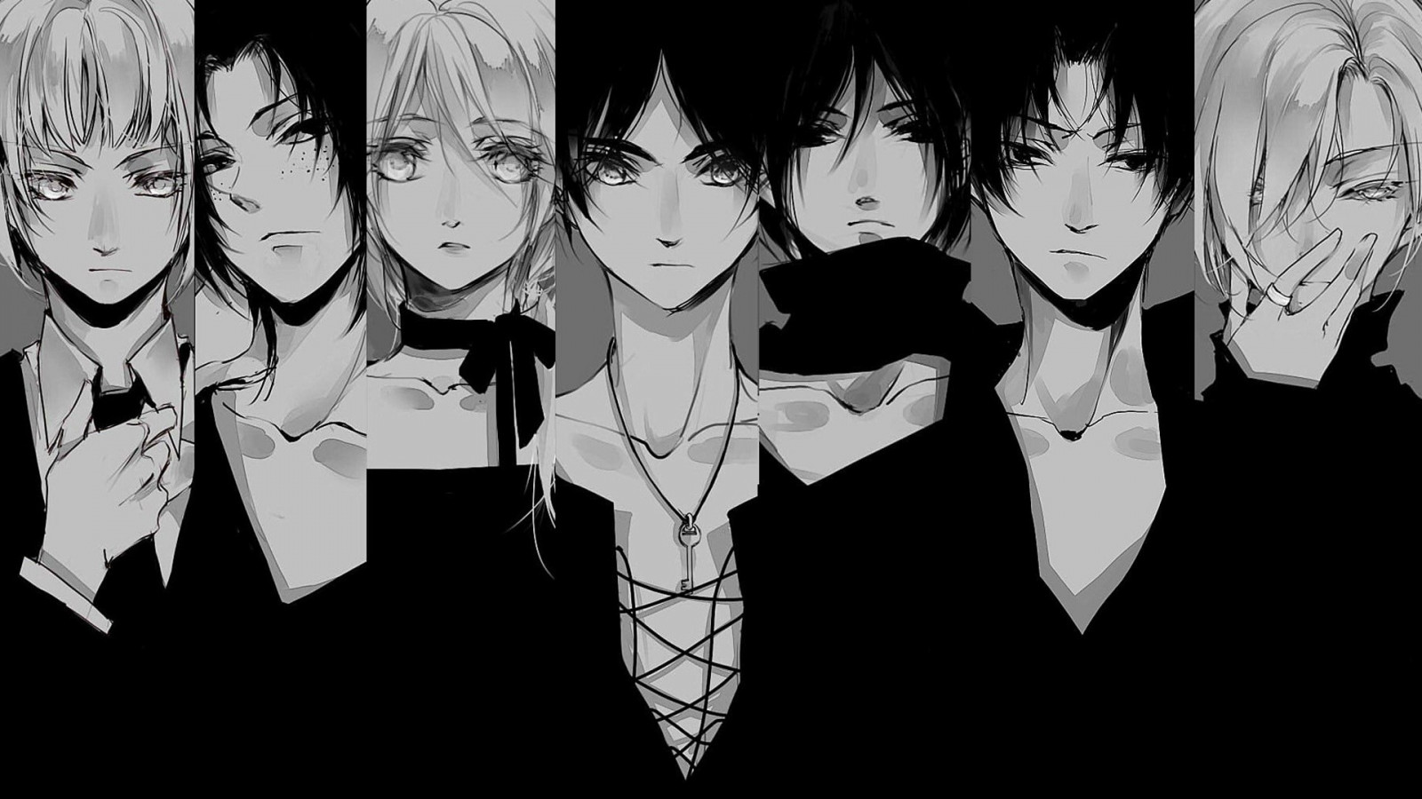 Wallpaper, drawing, illustration, anime, cartoon, Shingeki no Kyojin, Eren Jeager, Mikasa Ackerman, Armin Arlert, Renz Christa, Levi Ackerman, Leonheart Annie, Ymir, sketch, black and white, monochrome photography, mangaka 1920x1080