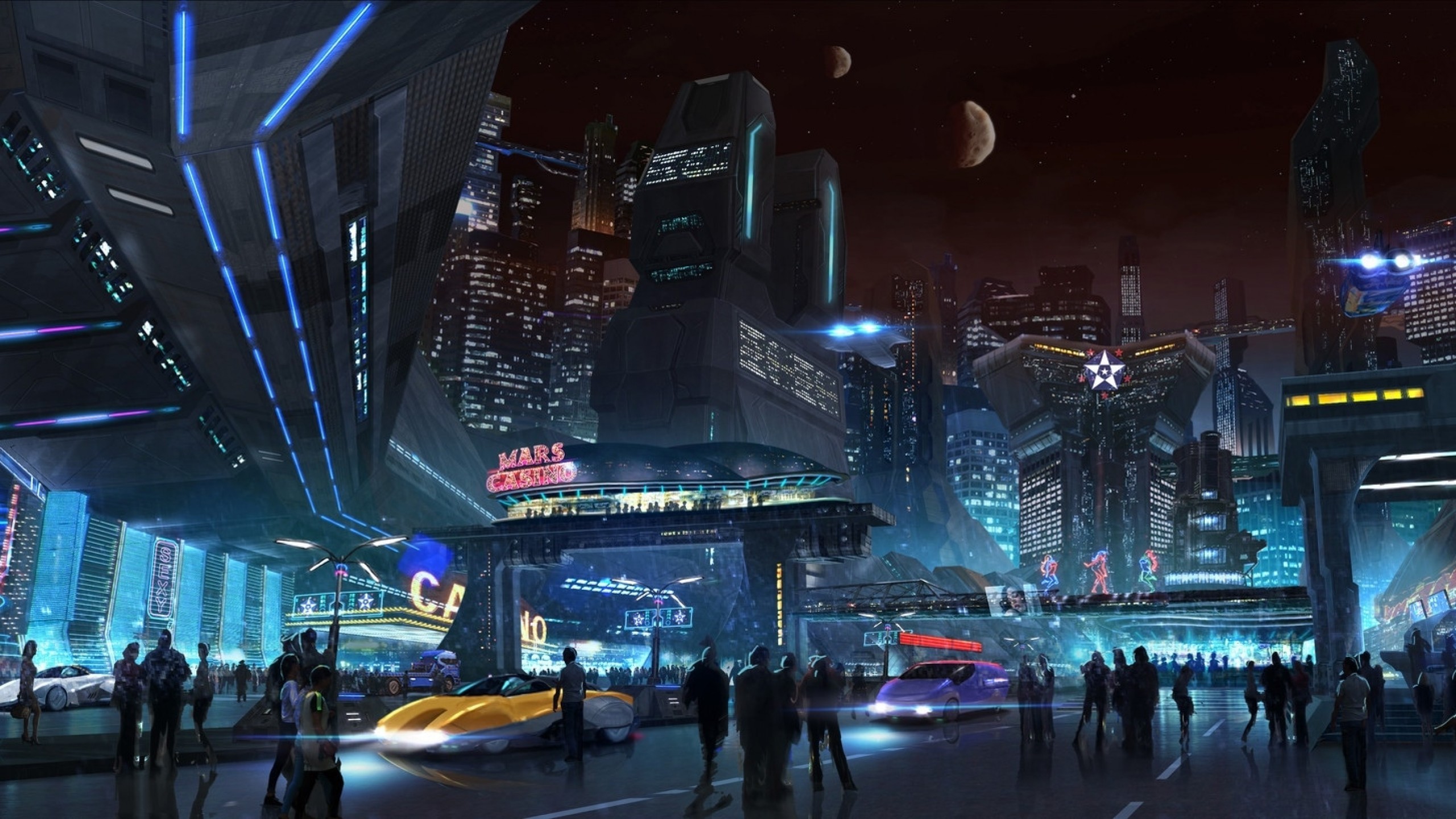 Futuristic City, Cyberpunk, Skyscrapers, People X 1440 Wallpaper Cyberpunk