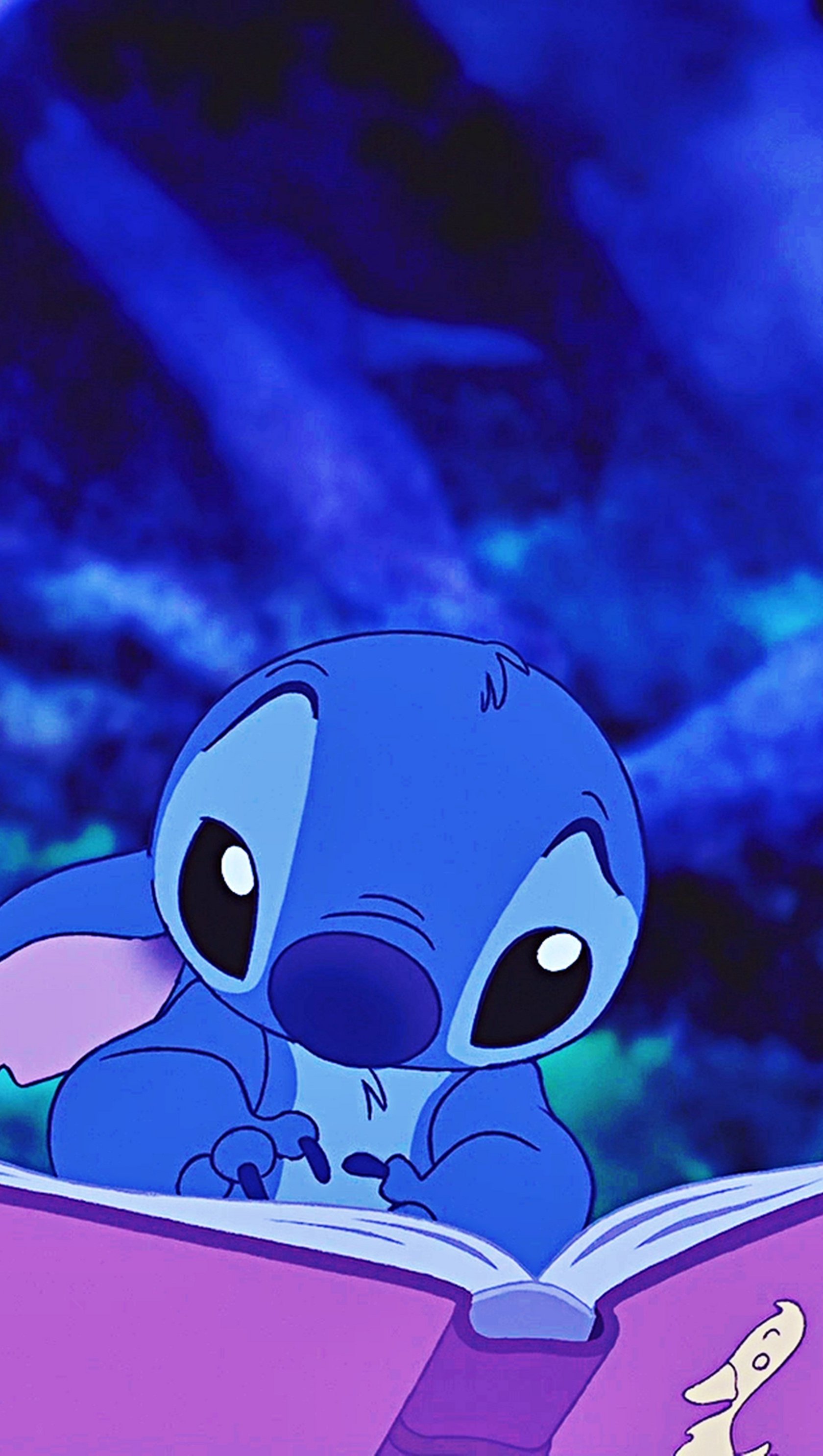 Stitch reading The Ugly Duckling Wallpaper