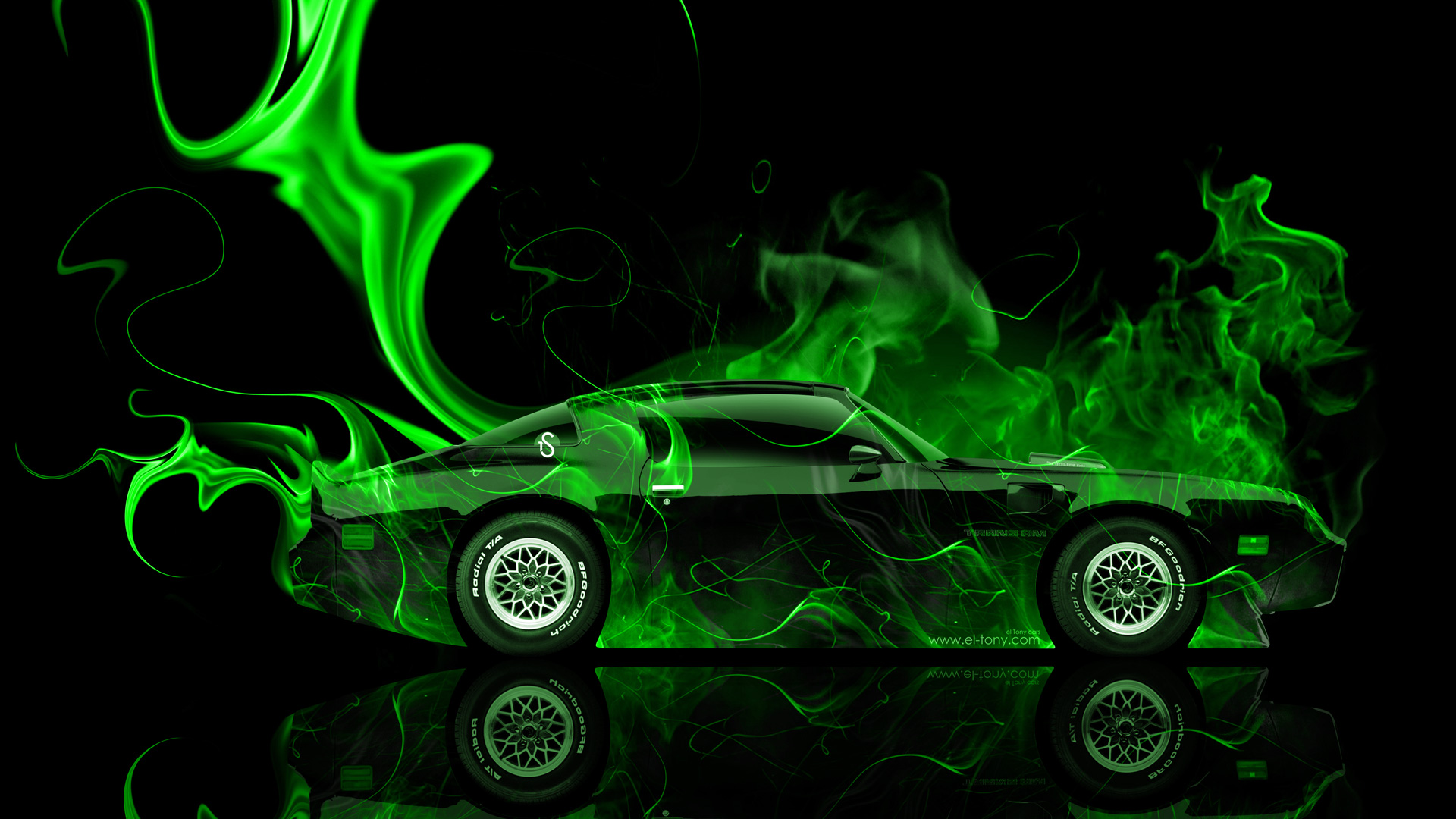 Pontiac Firebird Side Green Fire Abstract Car 2014 Firebird Logo HD Wallpaper