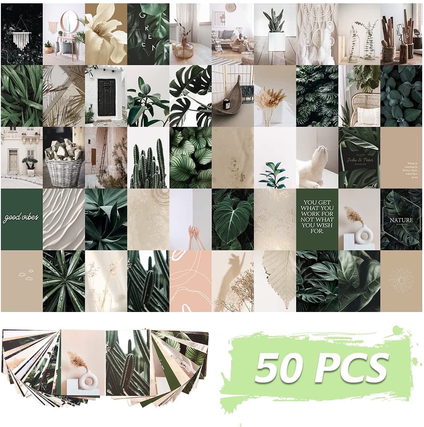 Buy Boho Room Decor, Wall Collage Kit Aesthetic Picture, Photo Collage Kit for Green Room Decor (50 PCS, 4x6 Inch) Online in Cameroon. B09CKKG3KX