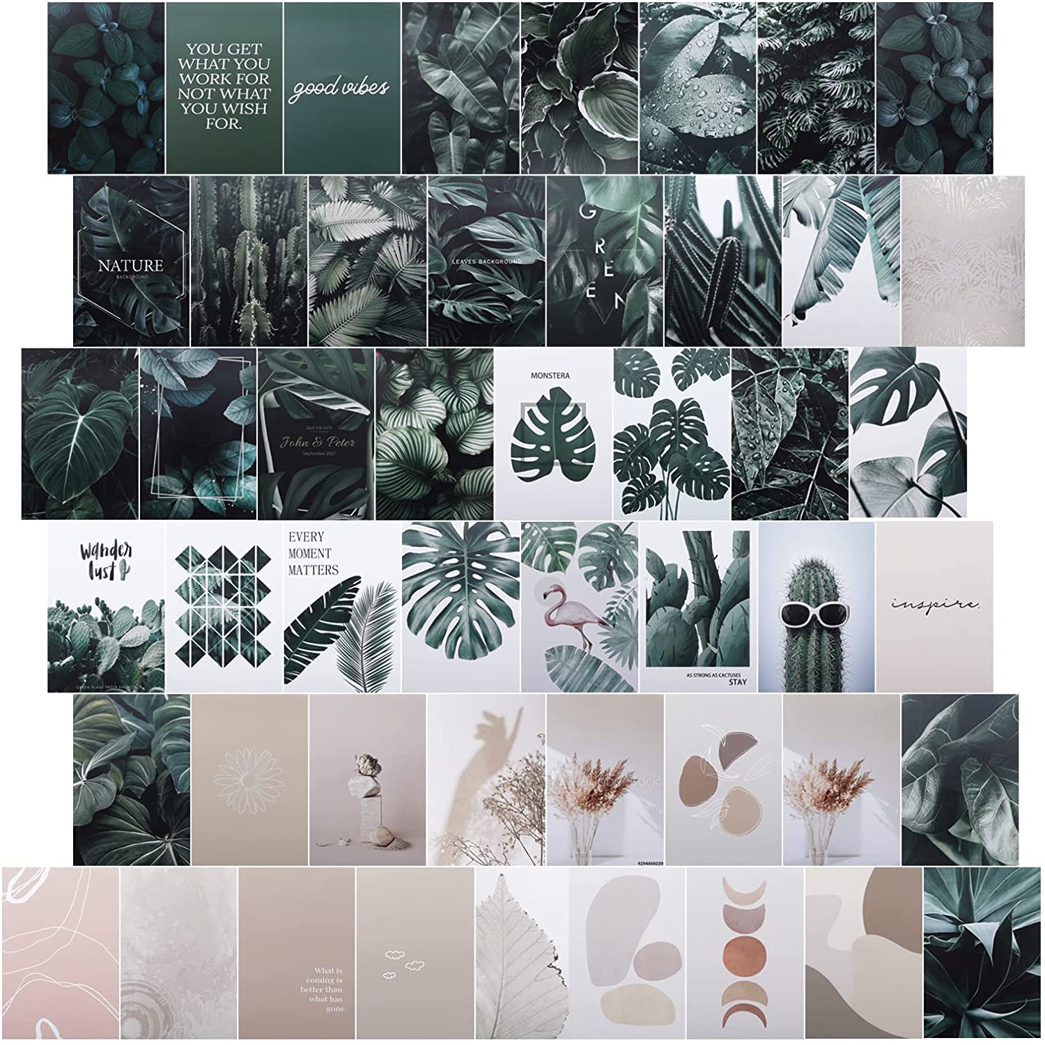 Buy Wall Collage Kit, Wall Collage Kit Aesthetic Picture, Photo Collage Kit for Wall Aesthetic Picture, 50 Set 4x6 Inch, VSCO Girls Bedroom Decor, Cute Boho Wall Decor, Plant Wall Art Collage