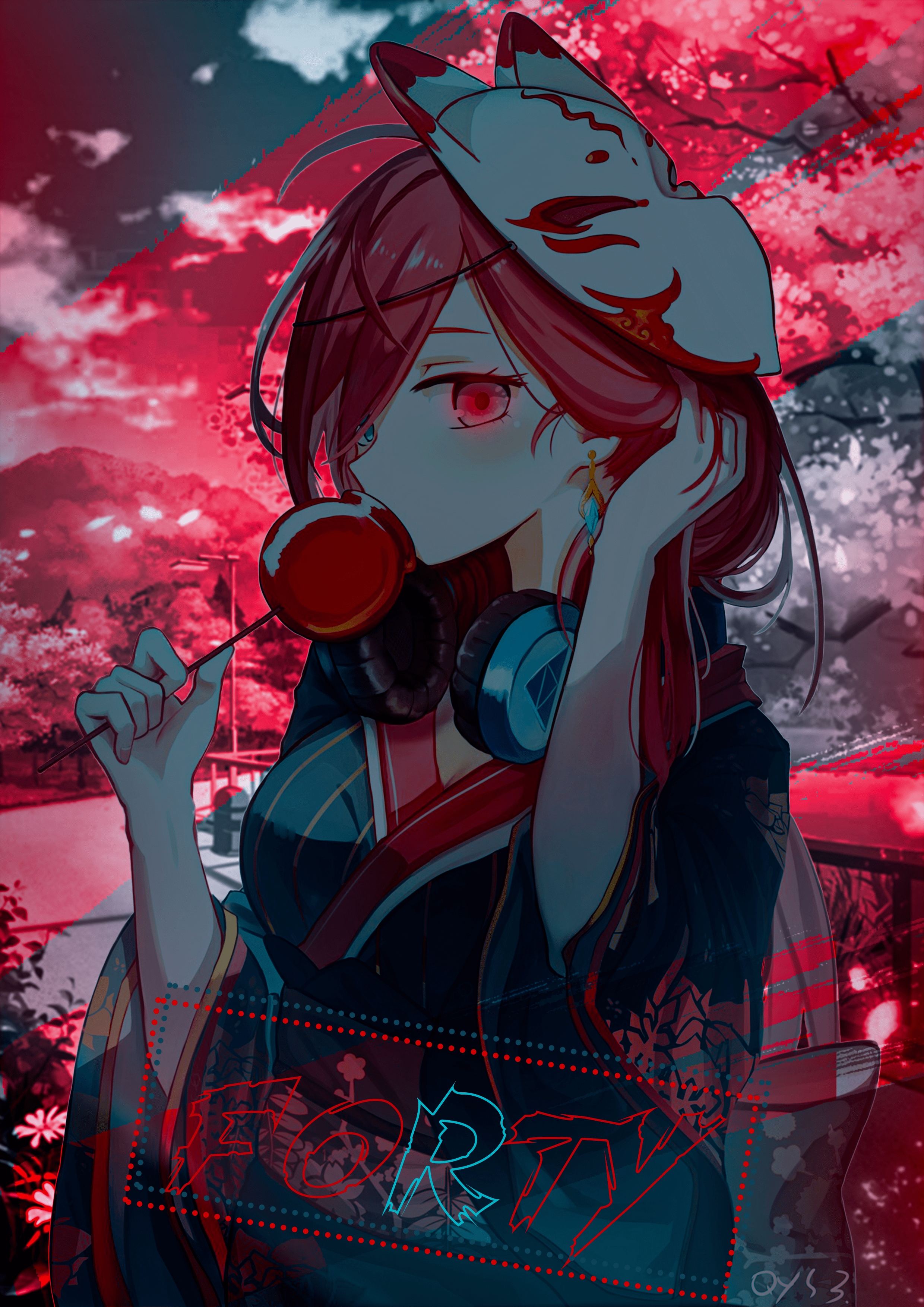 Wallpaper, yukata, anime, glowing 2480x3507