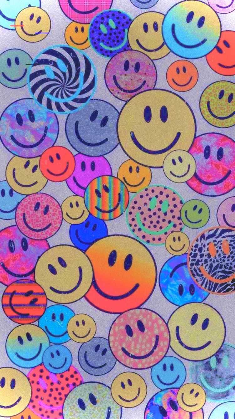 Premium Vector  Funny smile dope faces seamless pattern psychedelic  surreal techno melt smile background trippy smiley faces techno melting  smile face cartoon background wallpaper concept art y2k aesthetic