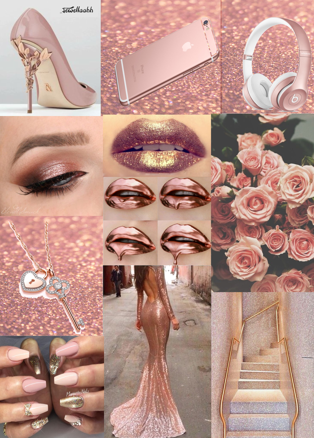 Rose gold collage wallpaper that just rocks