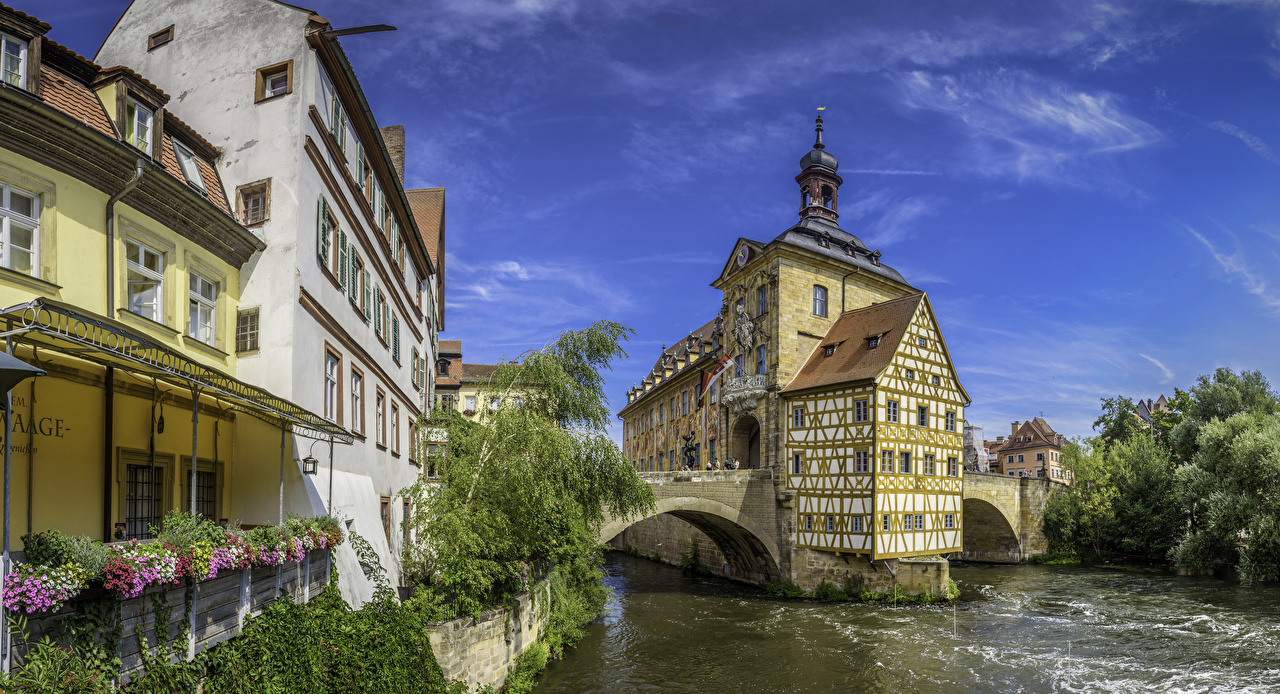Photo Bavaria Germany Bamberg bridge Rivers Cities Building
