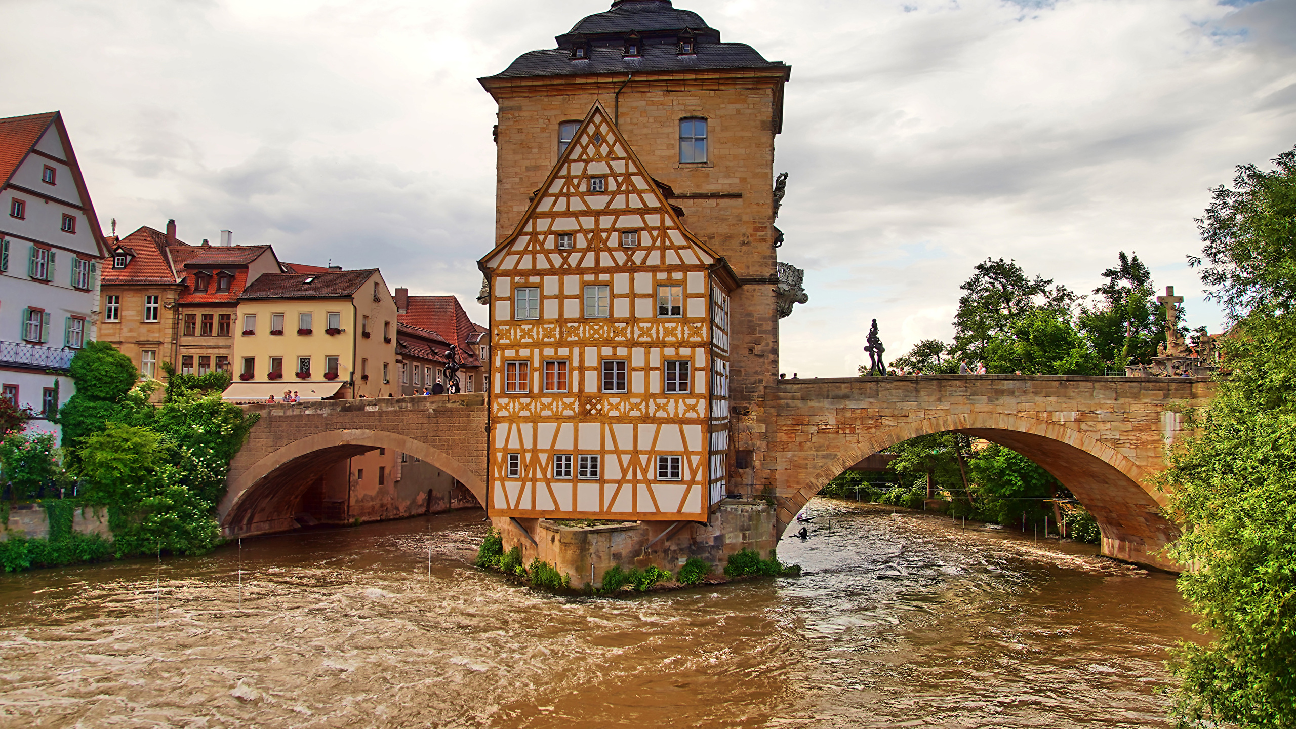 Picture Bavaria Germany Bamberg Bridges Rivers Cities 2560x1440