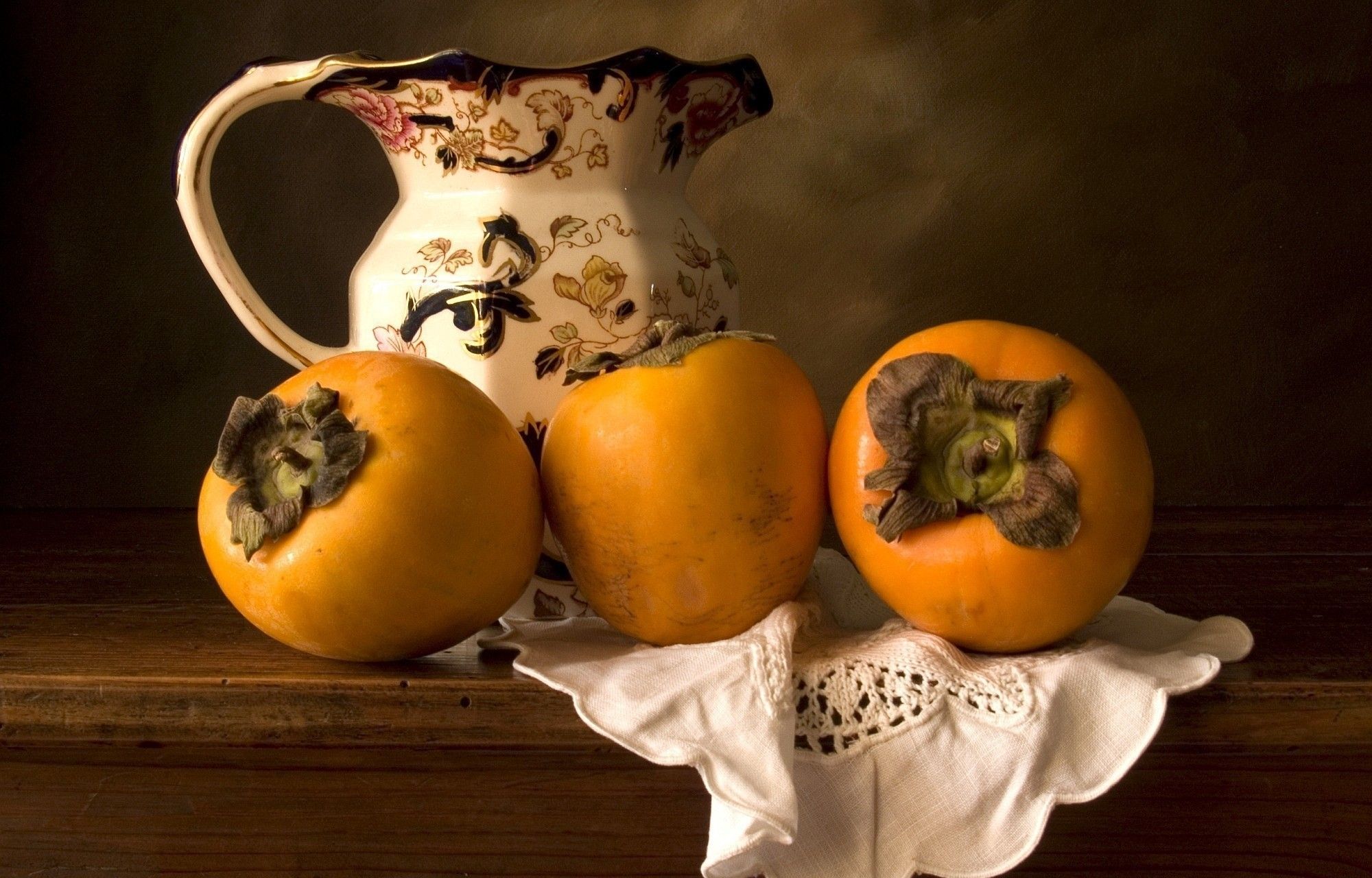 Jug persimmons fruits still life wallpaper. Still life fruit, Persimmon, Still life
