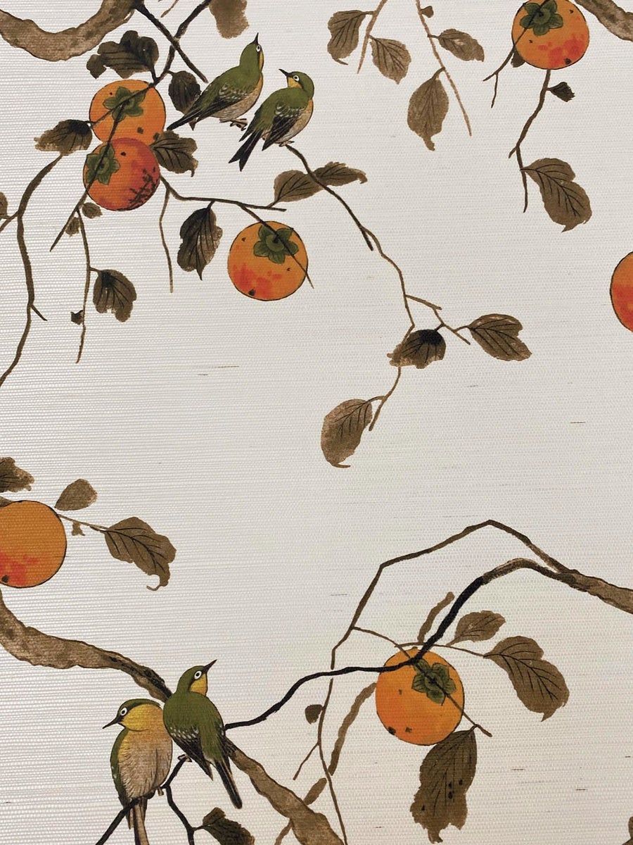 Persimmon Birds' Grasscloth Wallpaper By Nathan Turner. Natural Woven Grasscloth Wallpaper & Wall Coverings
