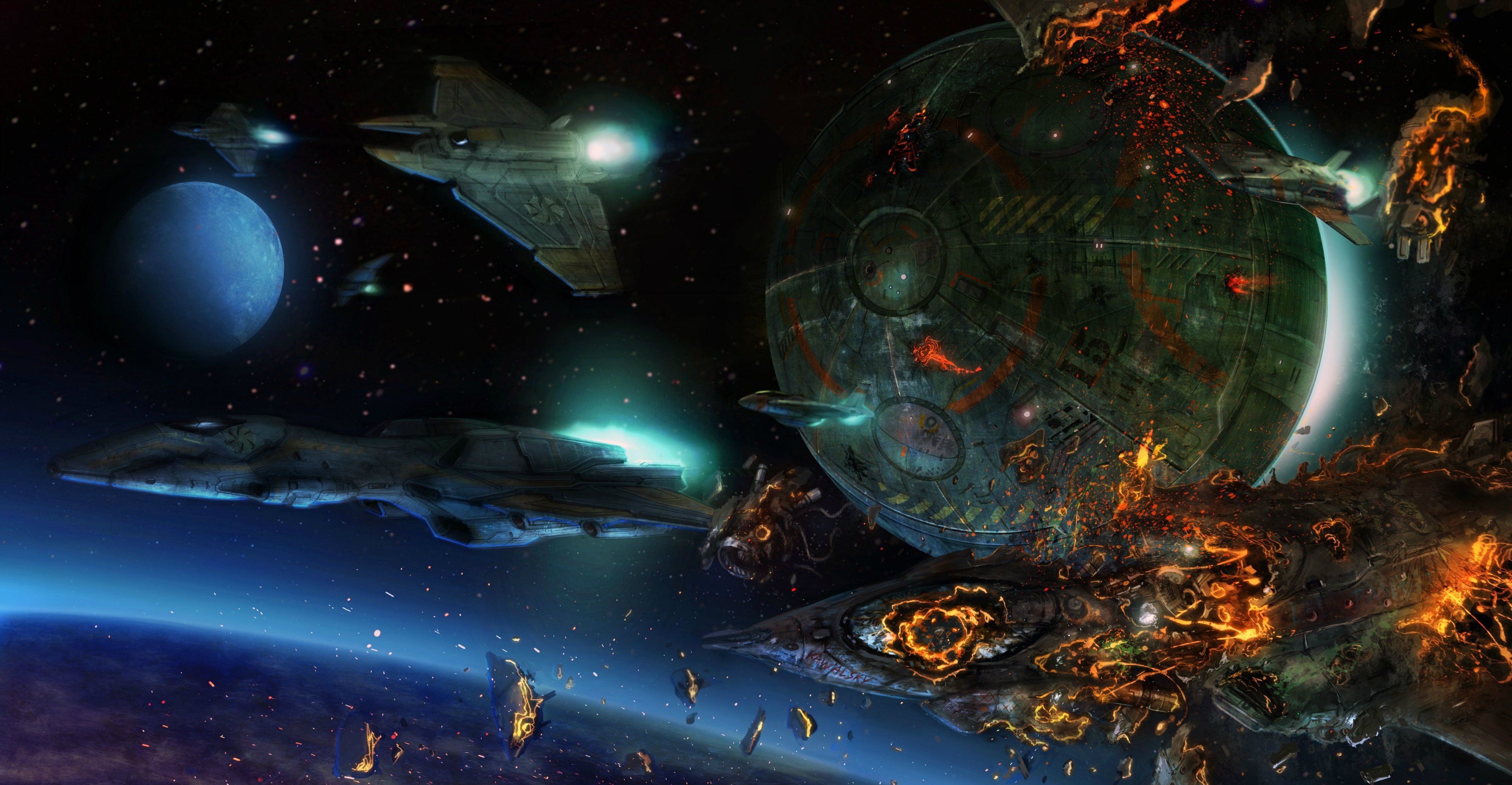 Sci Fi Battle Fighting War Art Artwork Warrior Futuristic Spaceship Space Wallpaperx2078