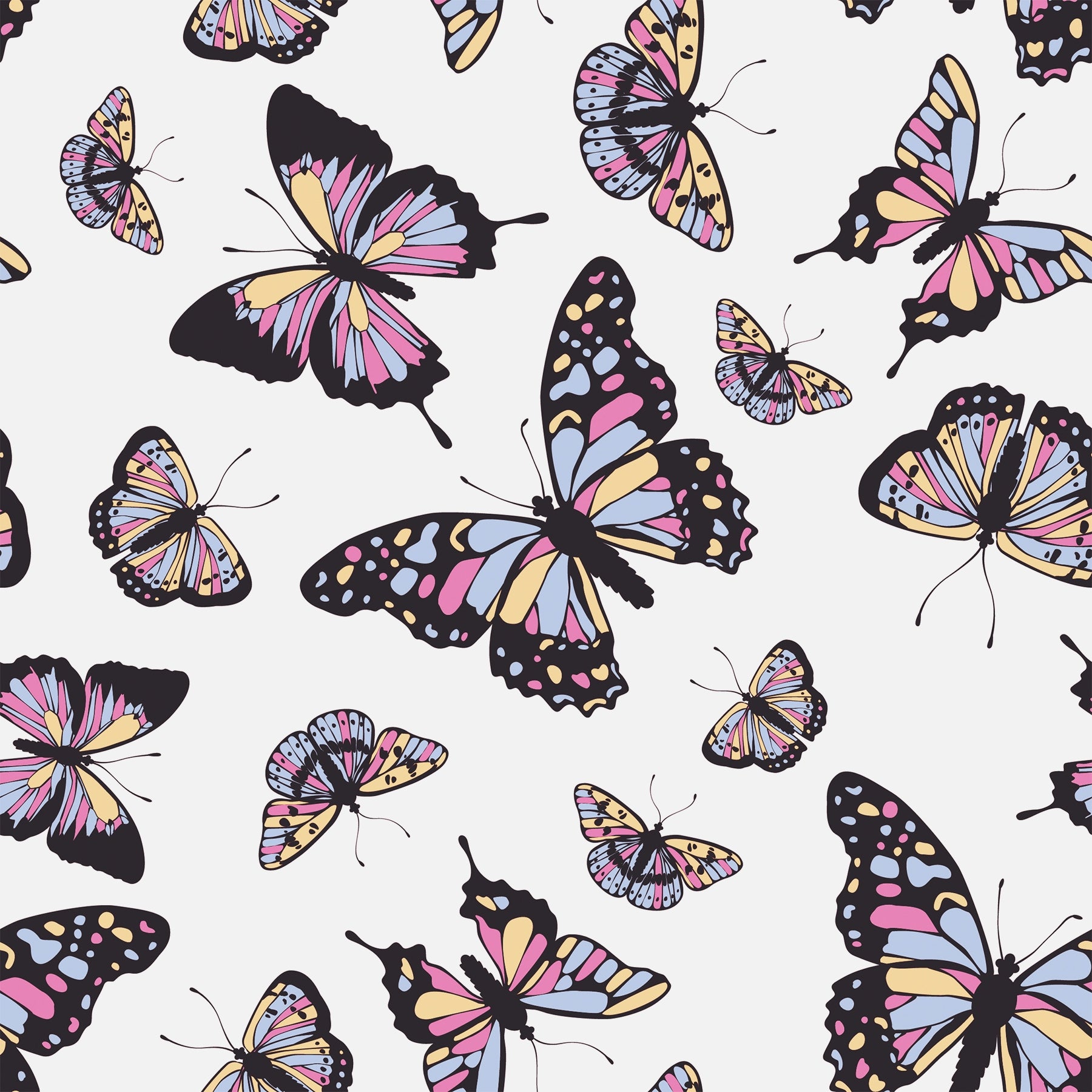 Butterflies Pattern 15.7 W x 16.5 'L Peel and Stick Wallpaper Roll