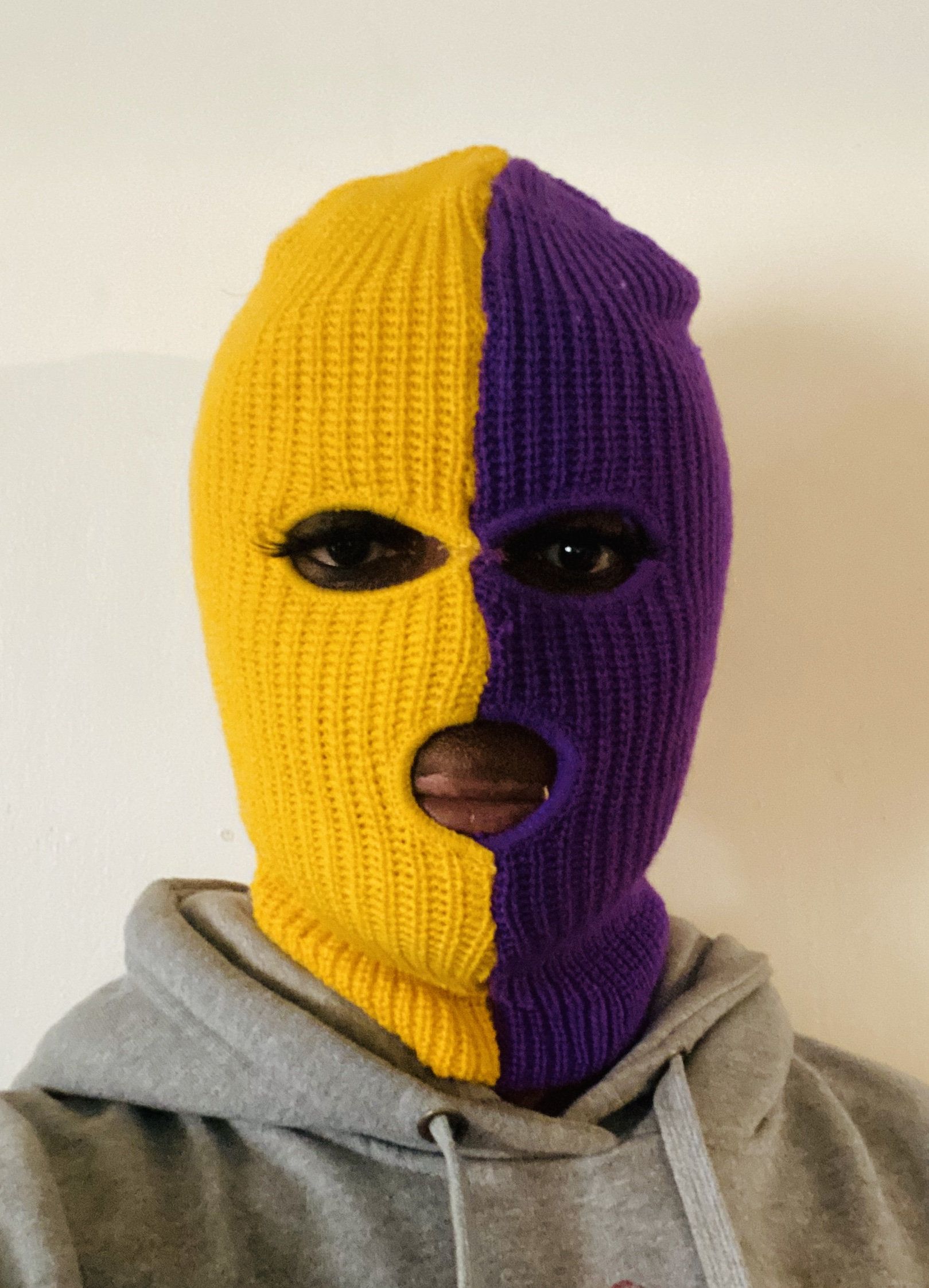 Ski Mask Lakers colors 3 holes purple and yellow. Ski mask, Lakers colors, Purple