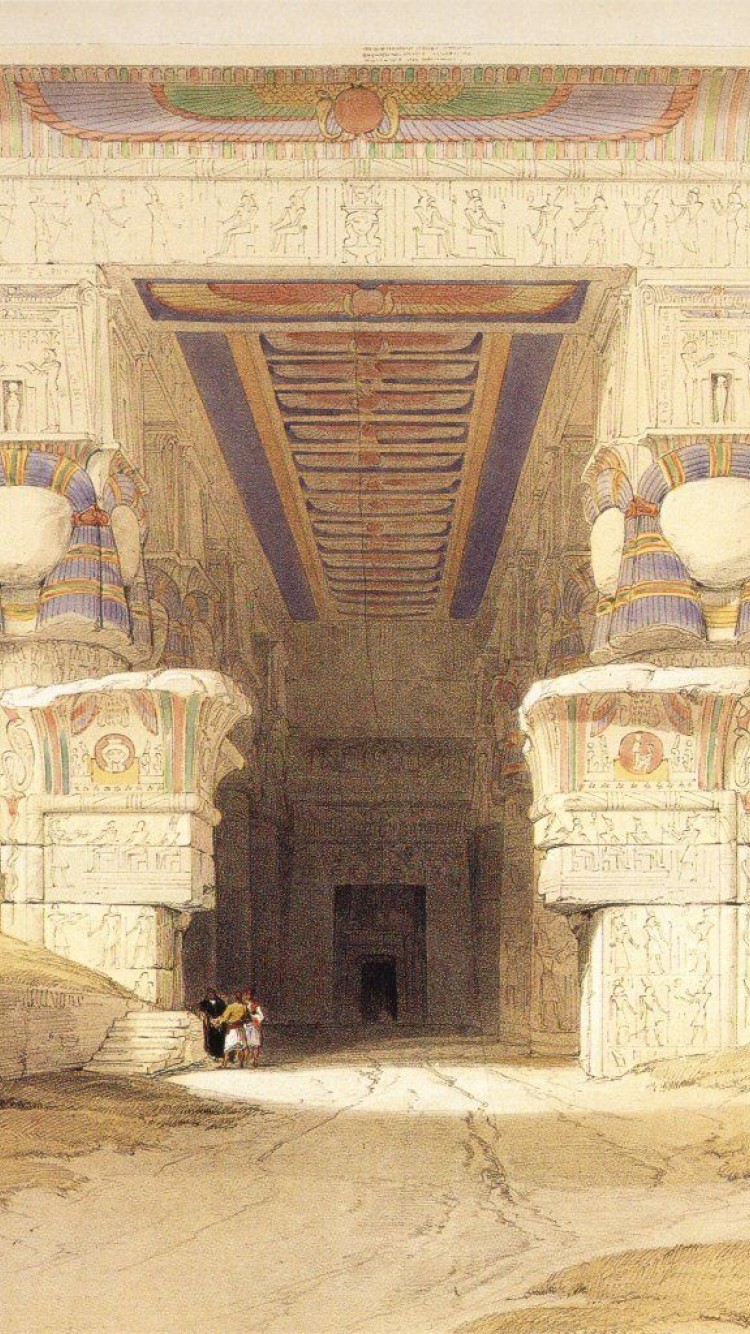 The Facade Of The Temple Of Hathor At Dendera HD Wallpaper iPhone 6 / 6S