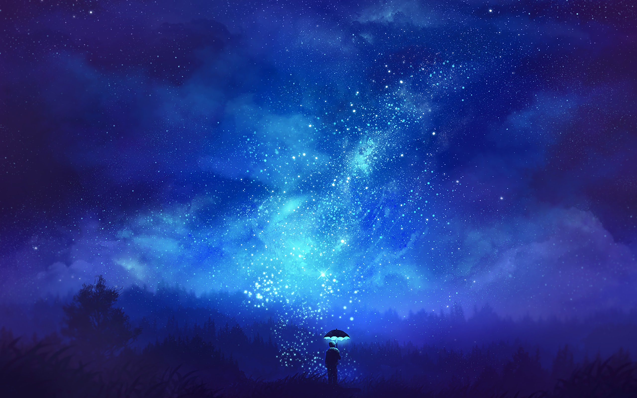 Night Sky Stars Scenery Anime PC DeskK Wallpaper free Download