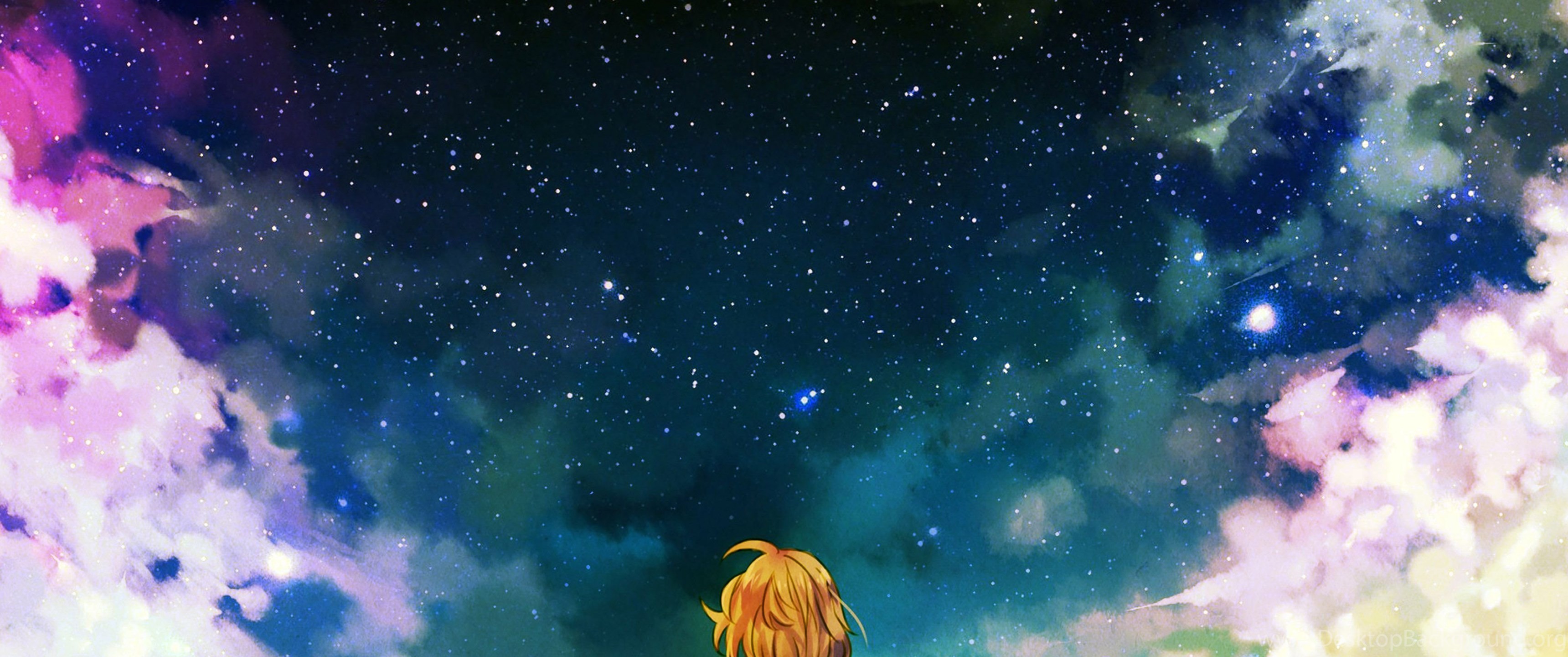 Starry Night Anime Girl 4K Wallpaper Desktop Background