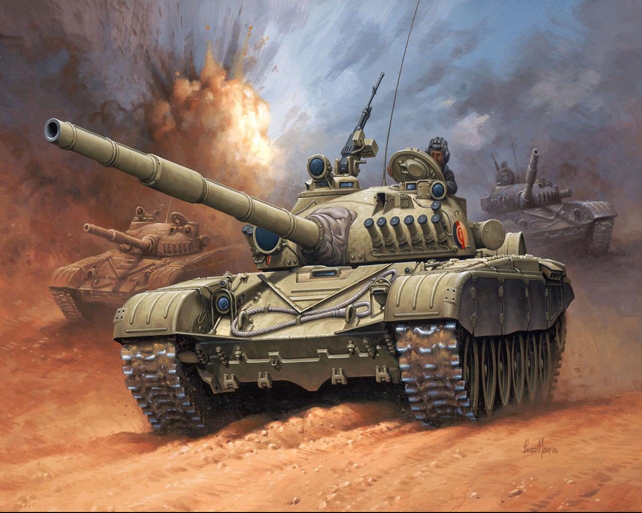 Image Tanks T 72 M1 DDR Painting Art Military