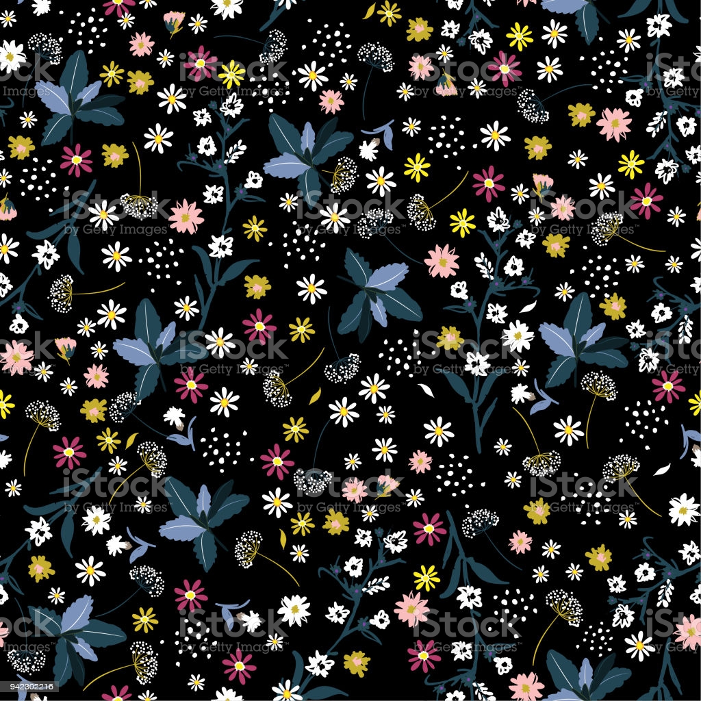 Liberty Flower Seamless Pattern Elegant Gentle Trendy In Smallscale Flower Floral Meadow Background For Textile Fabric Covers Manufacturing Wallpaper Print Gift Wrap And Scrapbook Stock Illustration Image Now