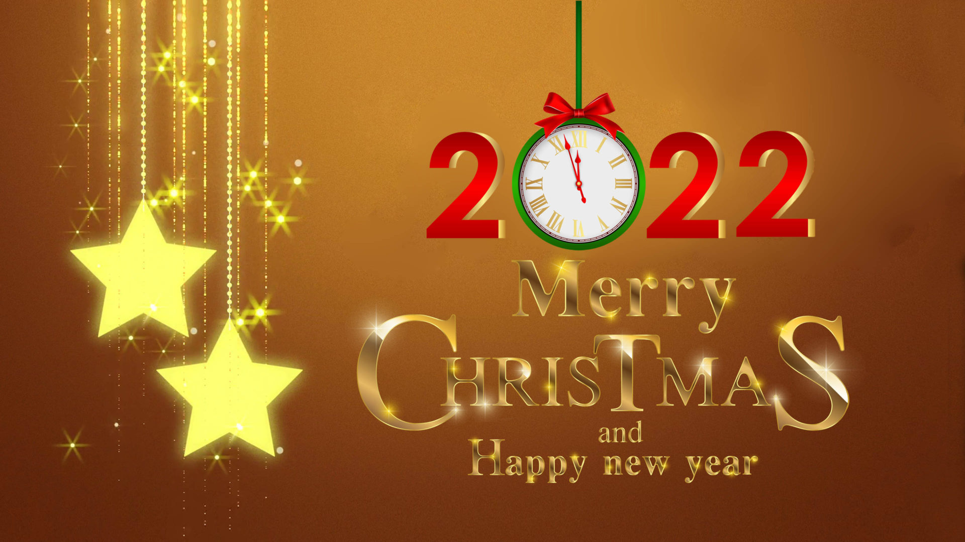 Merry Christmas And Happy New Year 2022 Gold 4k Ultra HD Desktop Wallpaper For Computers Laptop Tablet And Mobile Phones, Wallpaper13.com