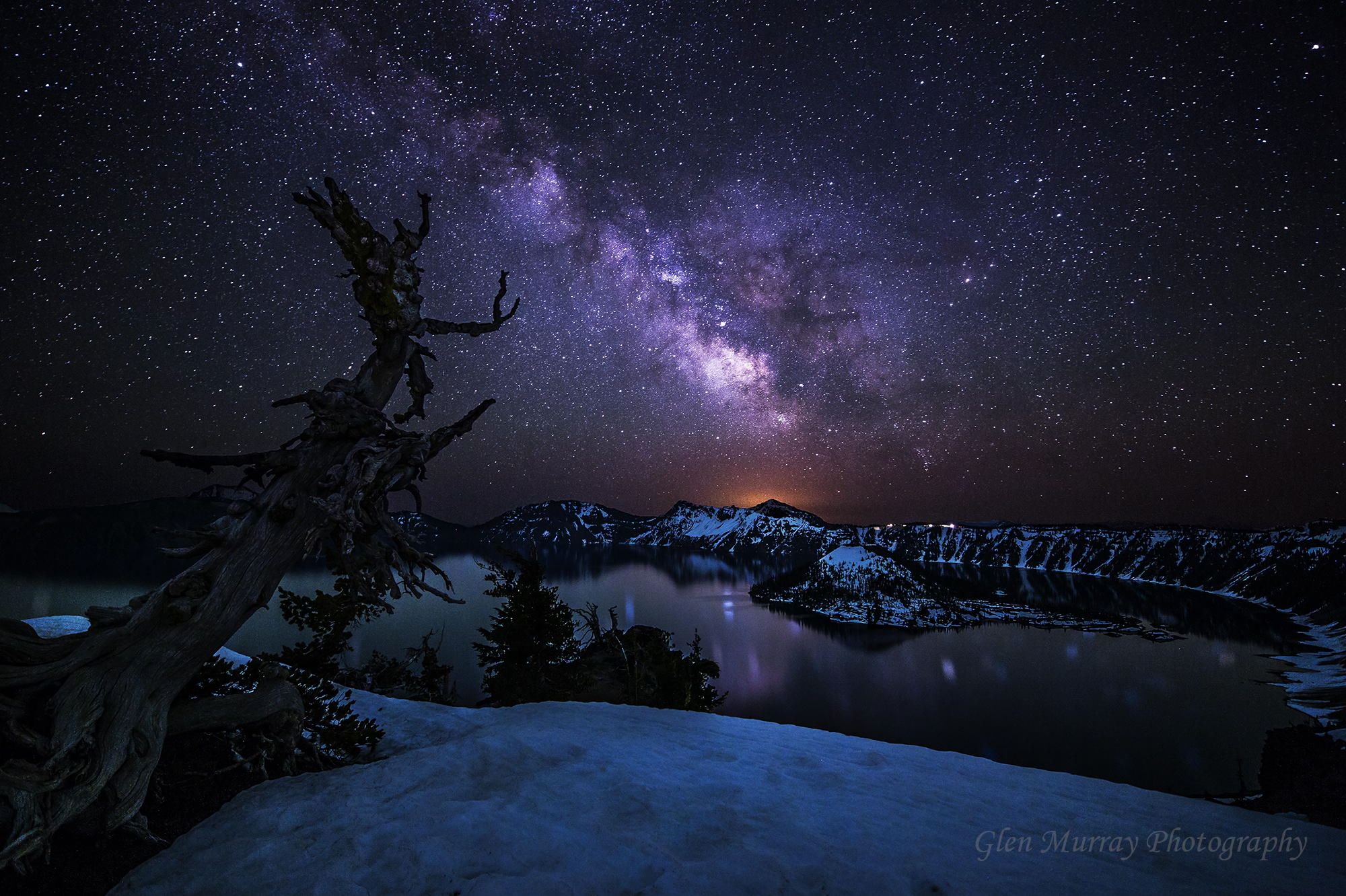 Milky Way over Winter lake HD Wallpaper