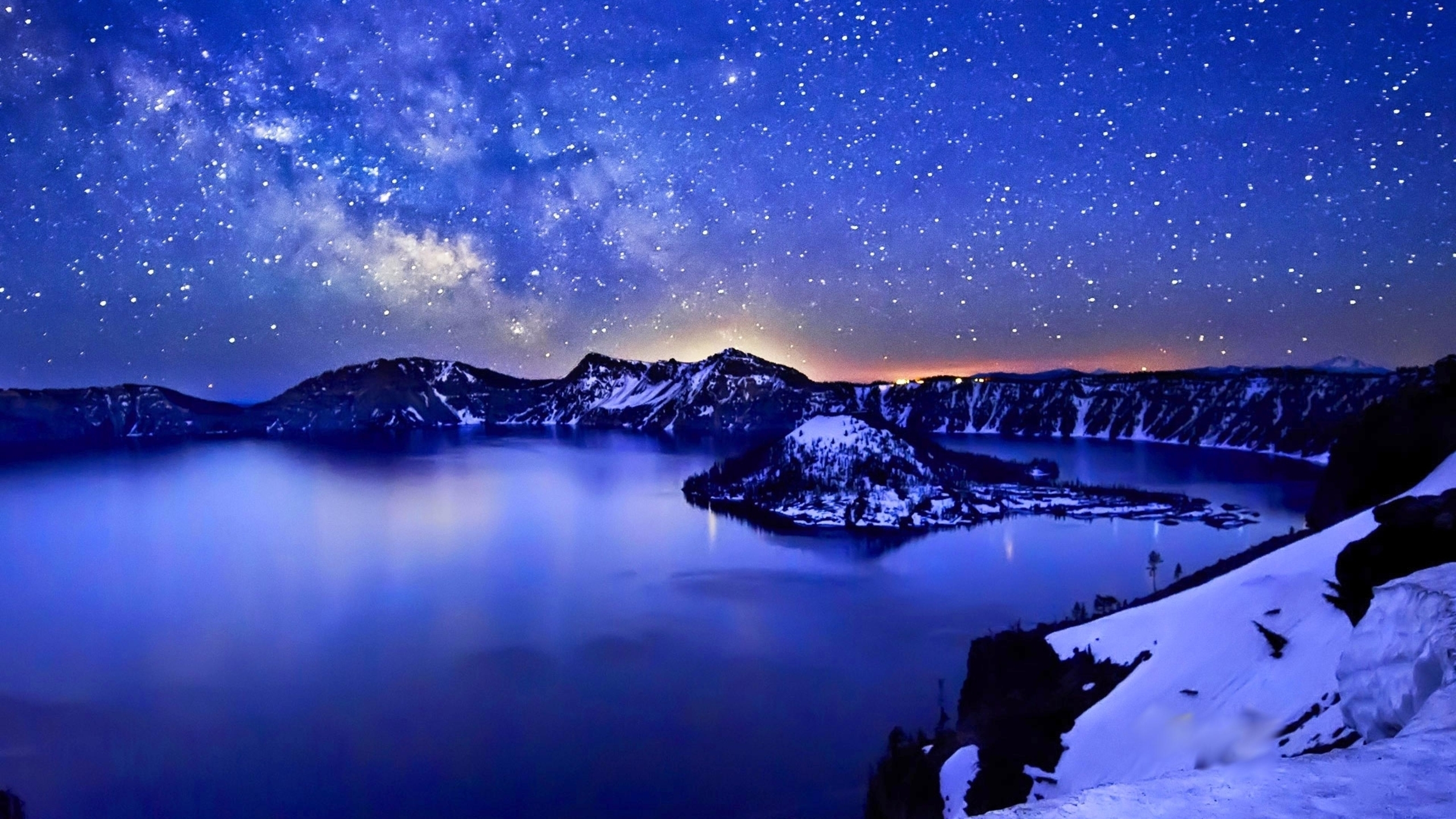Wallpaper Body of Water Near Snow Covered Mountain During Night Time, Background Free Image