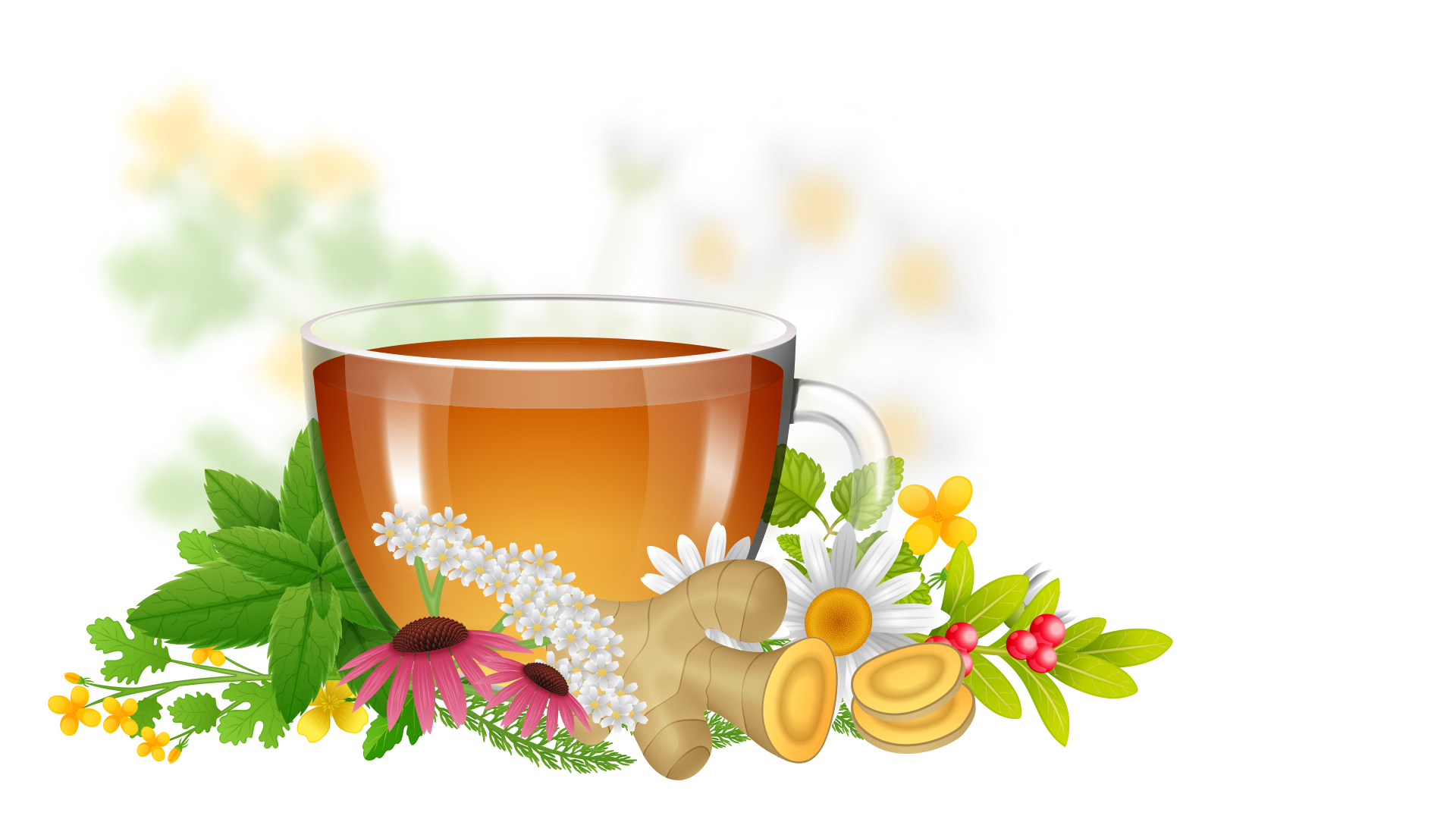 Herbal Tea Drinks Powerpoint & Drink, Google Slides, Green PPT Background and