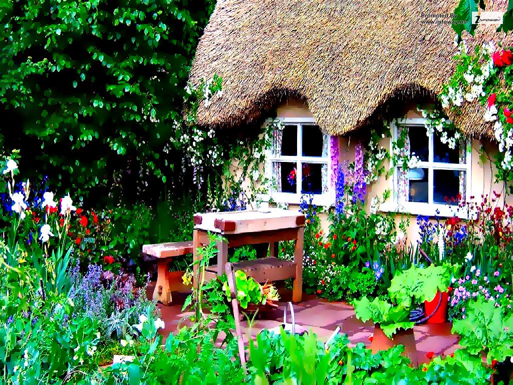 English Cottage Garden Desktop Wallpaper