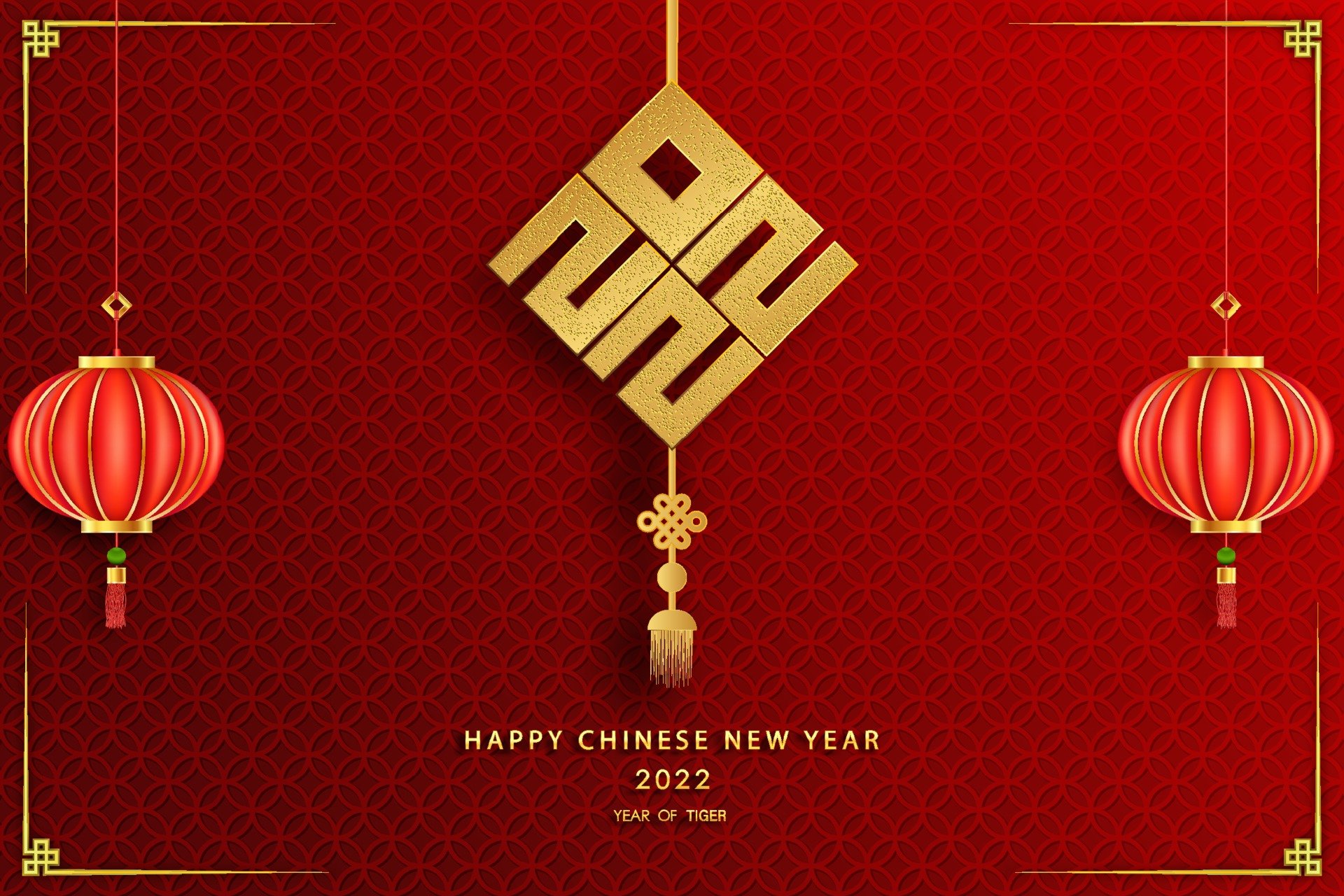 Happy chinese new year 2022 year of the tiger, flower and asian elements with craft style on background