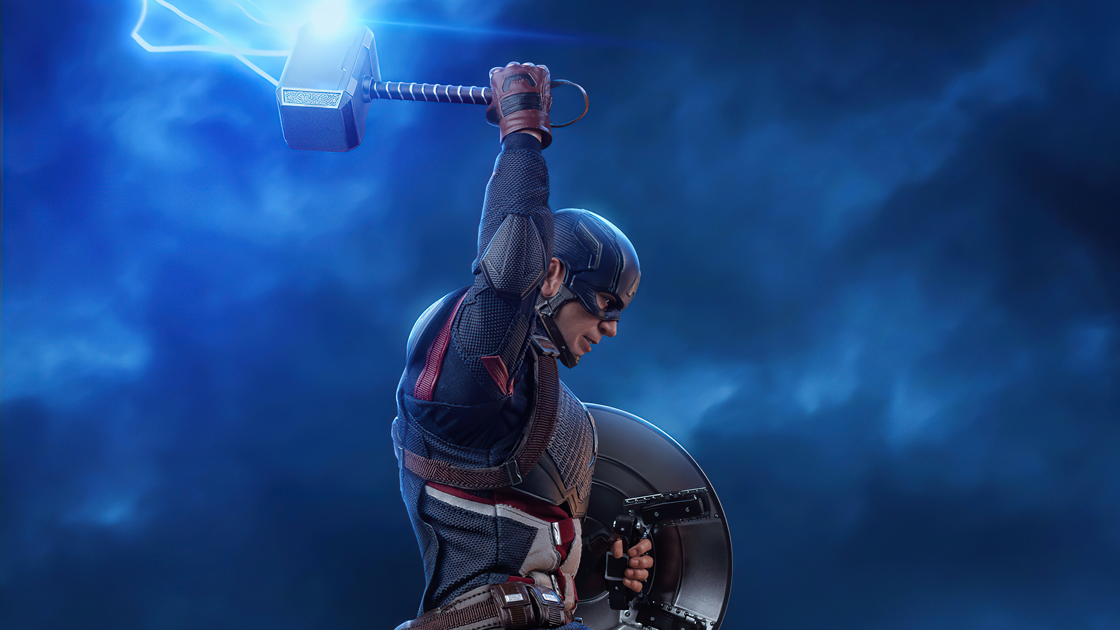 Captain America With Lightning Hammer 4k, HD Superheroes, 4k Wallpaper, Image, Background, Photo and Picture
