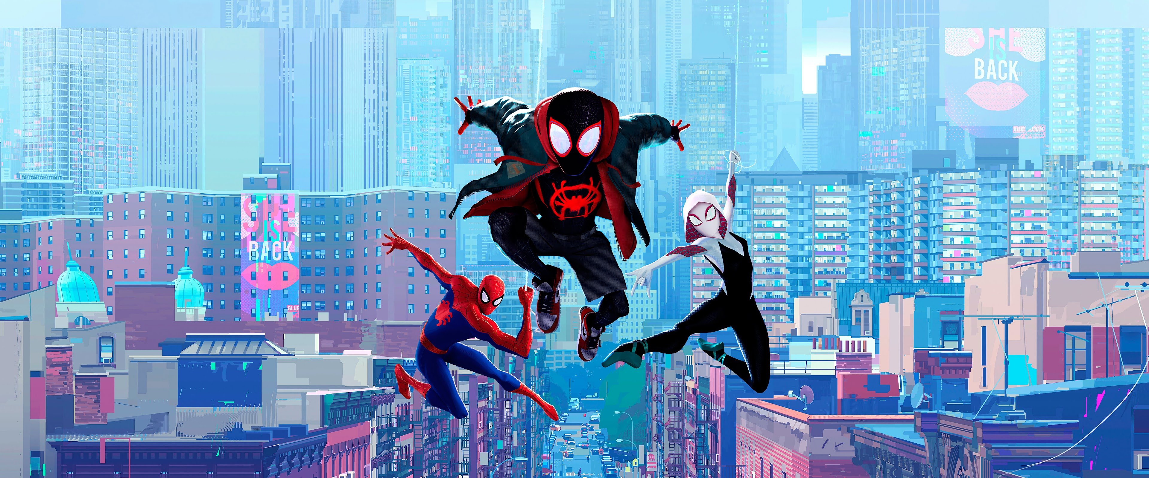 Miles Morales Spider Gwen Peter Parker Spider Man: Into The Spider Verse 8K Wallpaper