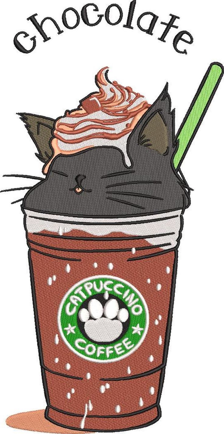 Chocolate Cat Embroidery Design. Etsy. Cute animal drawings kawaii, Cute kawaii drawings, Cute cartoon drawings