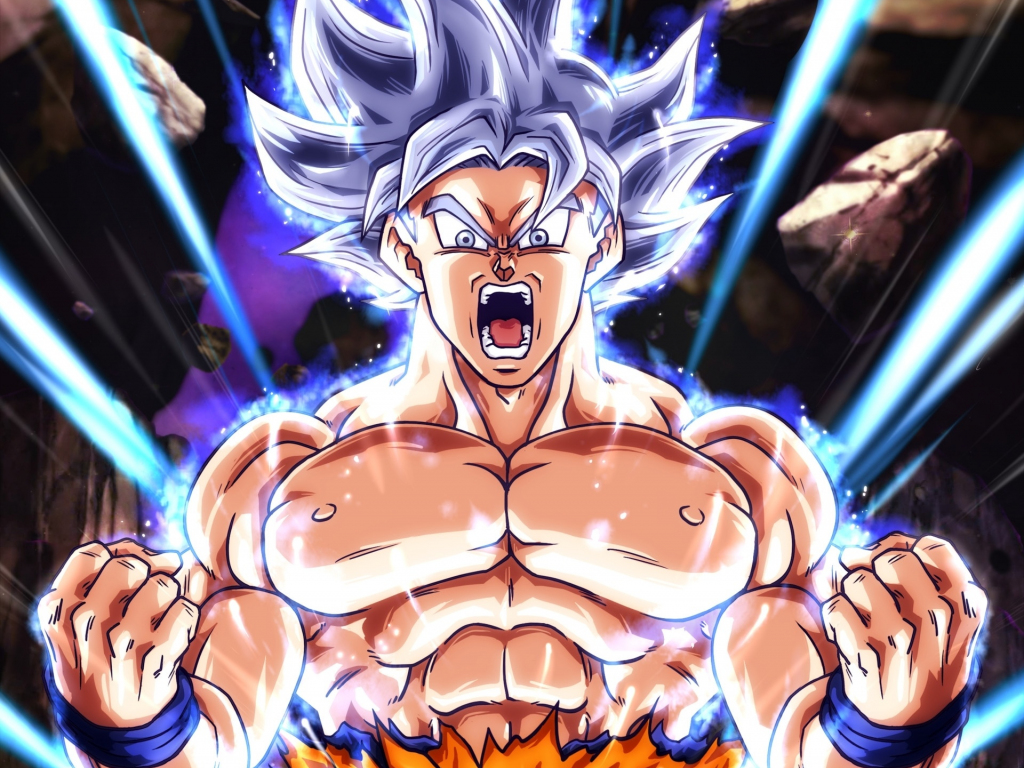 Goku, white hair, dragon ball, art wallpaper, HD image, picture, background, 6b45a2