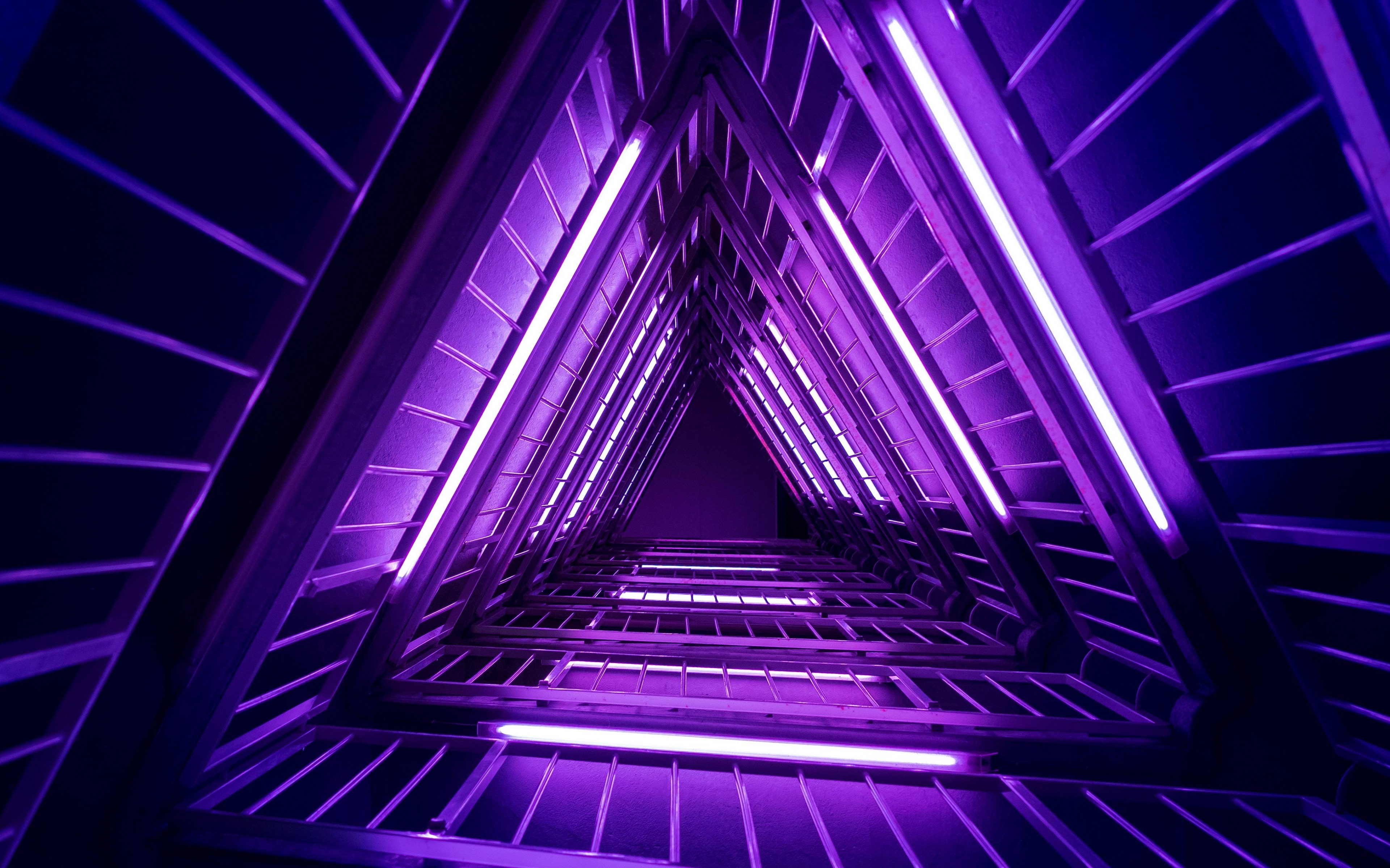 Desktop Wallpaper Ladder, Purple Light, Interior, Architecture, 4k, HD Image, Picture, Background, Cdad3c