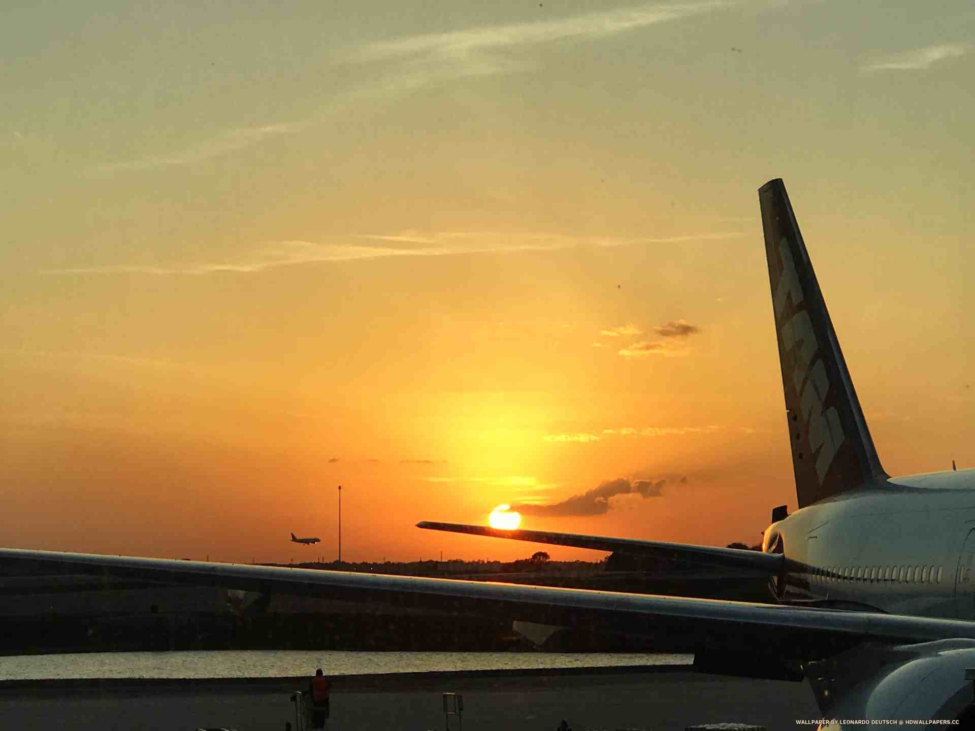 Sunset in airport