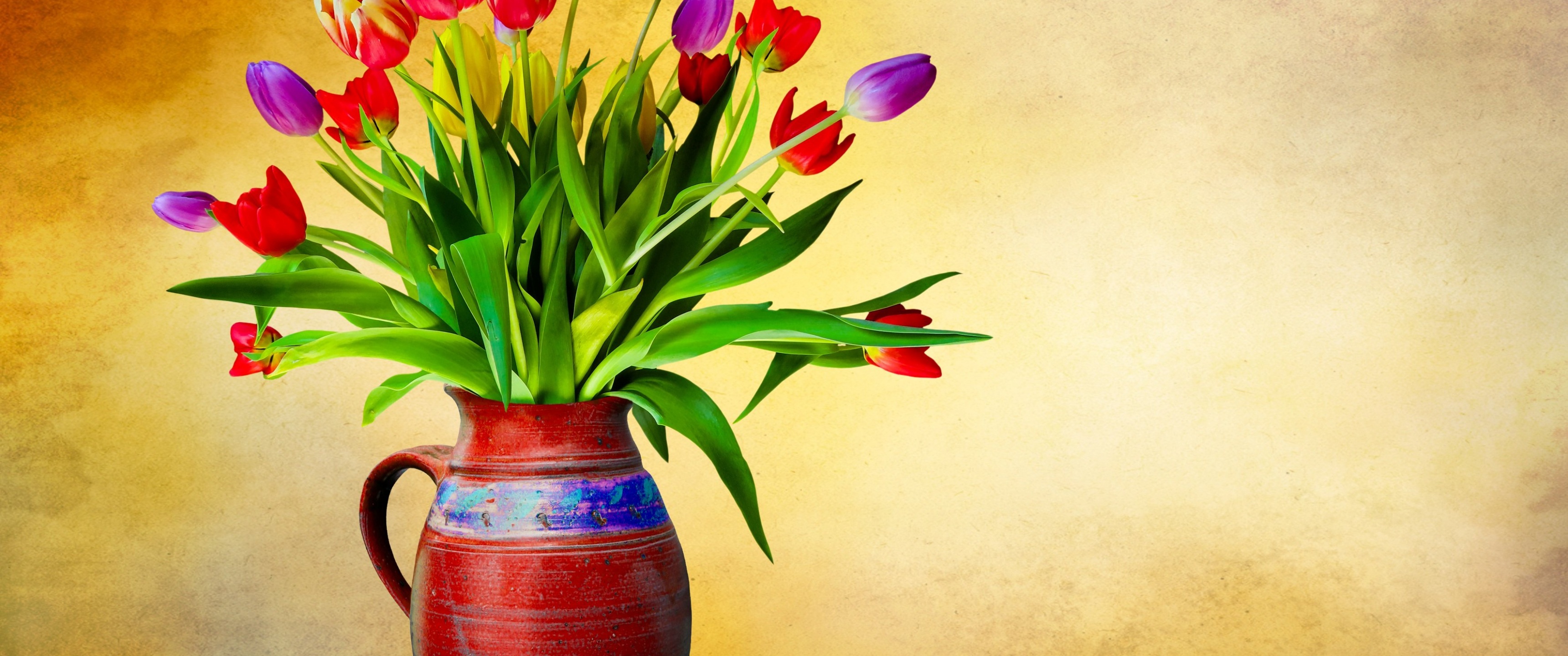 Flower vase Wallpaper 4K, Tulip flowers, Multicolor, Colorful, Flowers