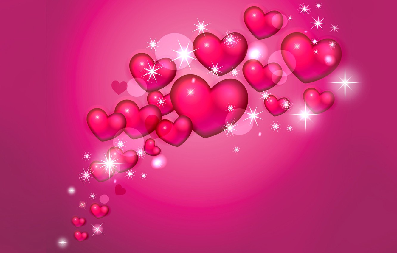 Wallpaper collage, heart, lovers, the volume, postcard, Valentin image for desktop, section праздники