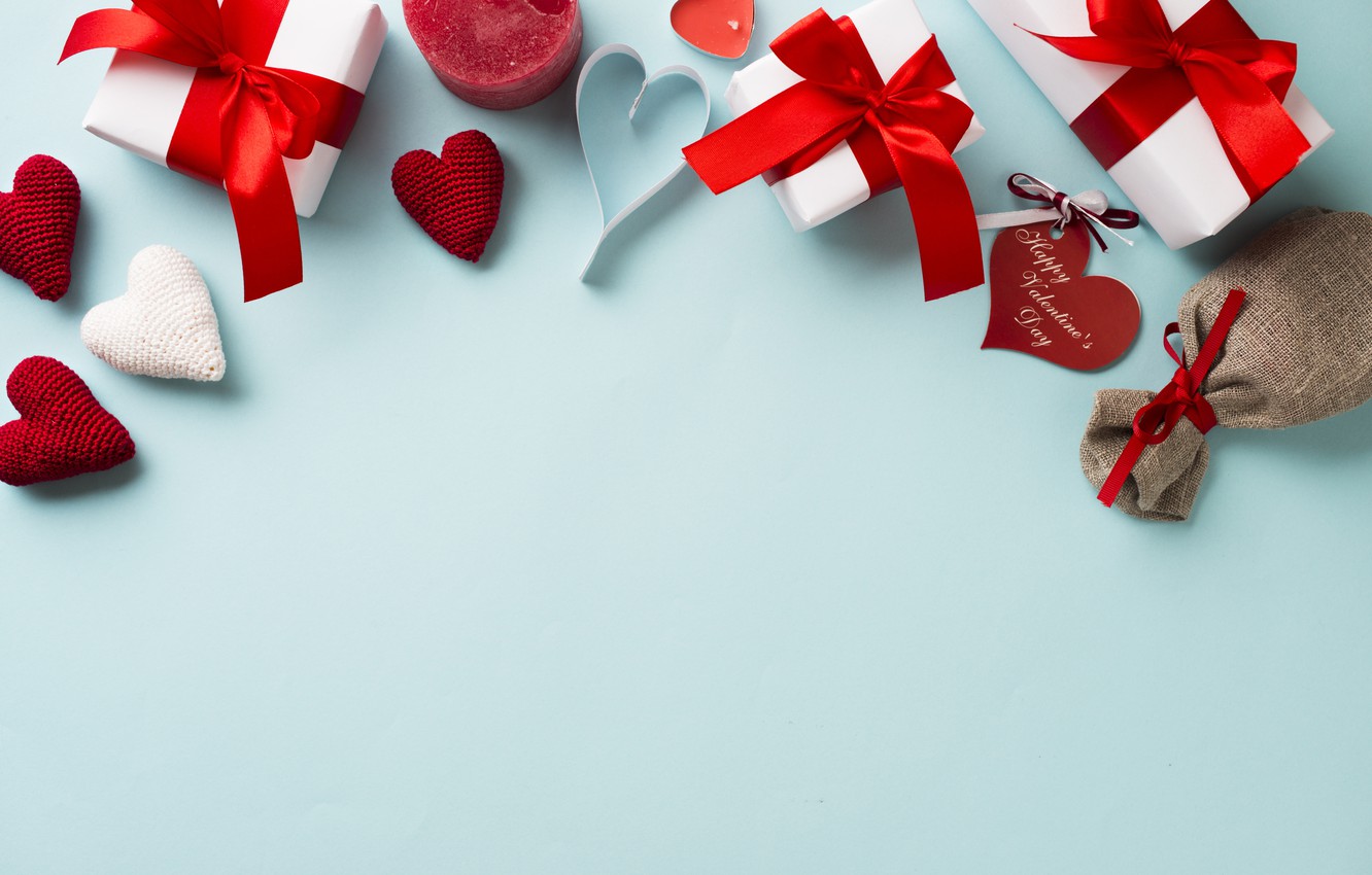 Wallpaper love, background, holiday, gift, candles, hearts, Valentine's day image for desktop, section праздники